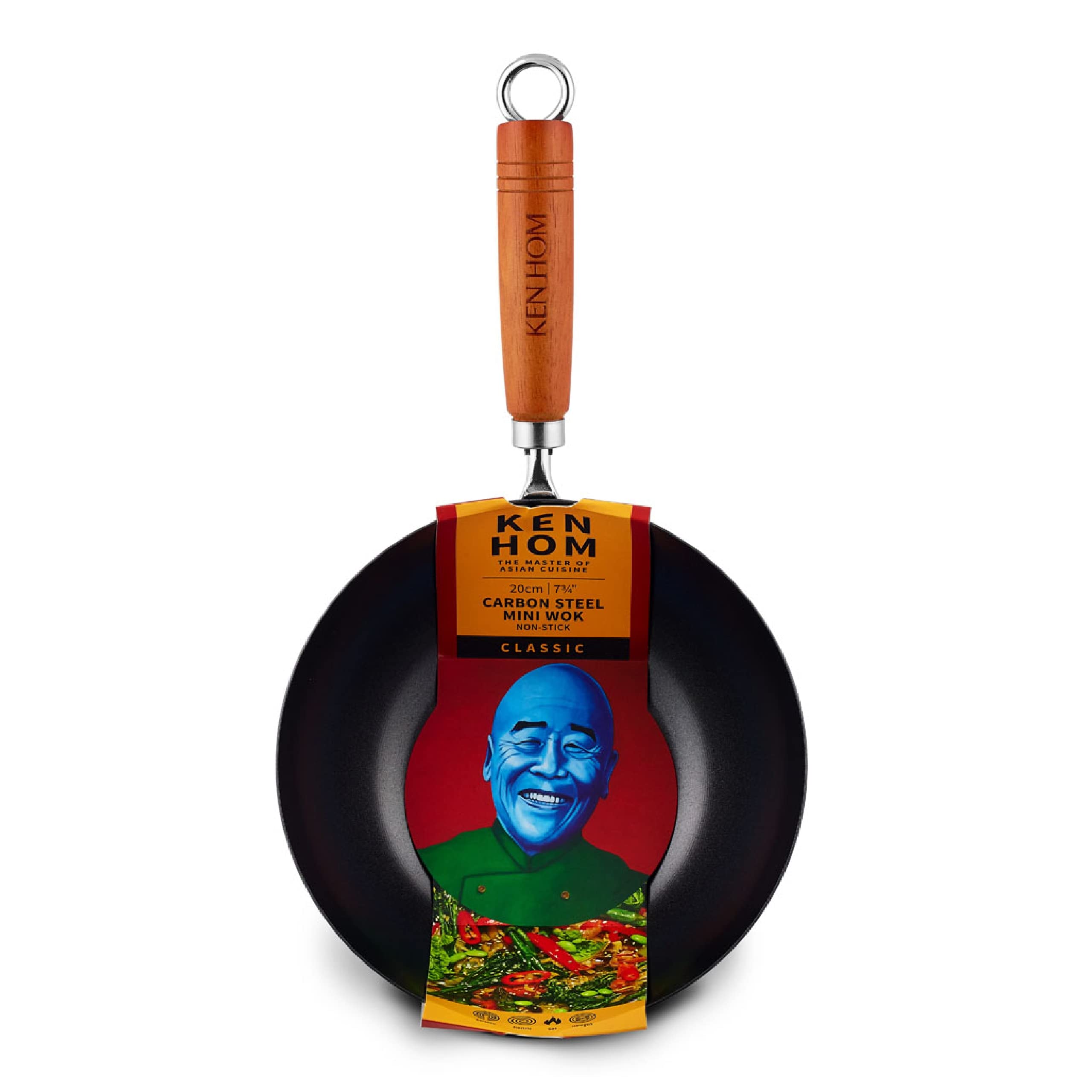 Ken Hom 8" Nonstick Mini Wok, Carbon Steel, Model KH320001U - Ideal for Stir-Frying and Cooking.
