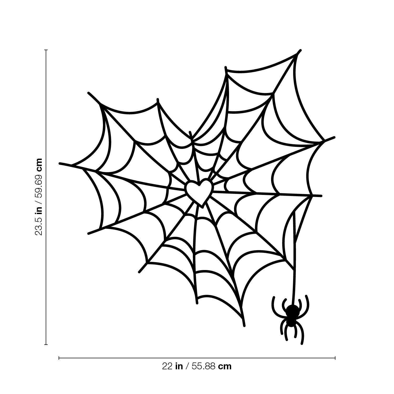 Vinyl Wall Art Decal - Spiderweb Heart - 23.5'' X 22'' - Trendy Funny Halloween Pumpkin Shape Quote Sticker For Entryway Dining
