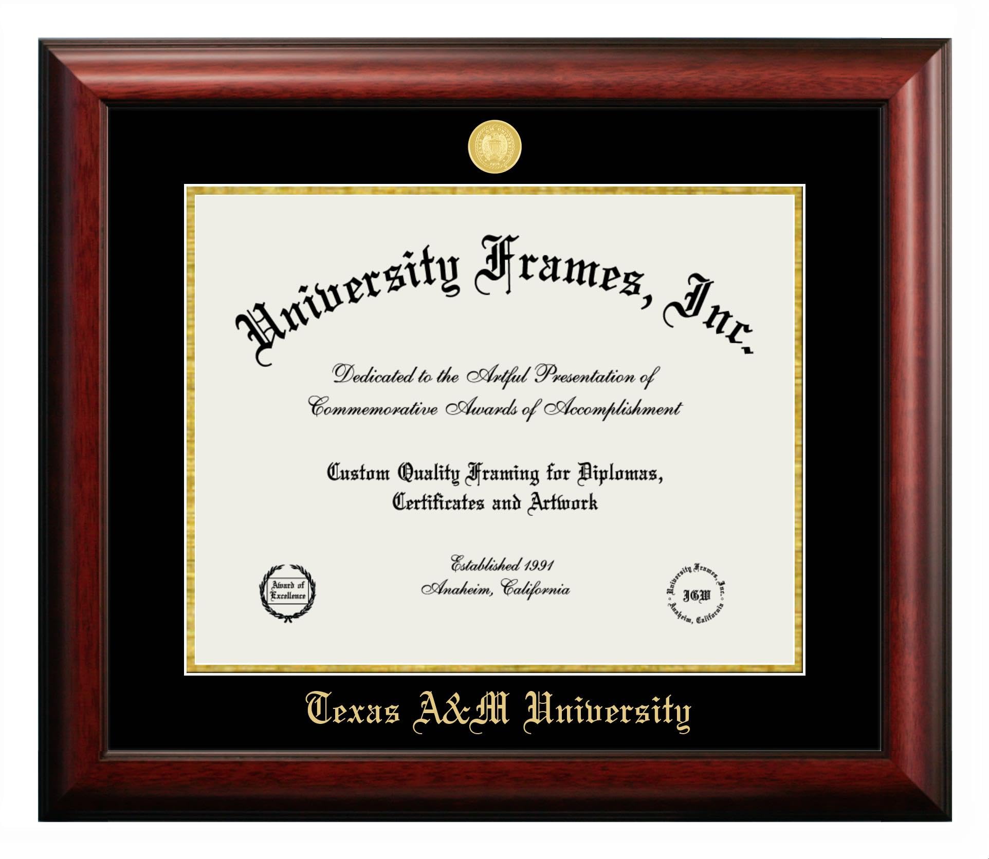 Campus Images TX953GED Texas A&M University 14w x 11h Gold Embossed Diploma Frame  12.5'' x 16''