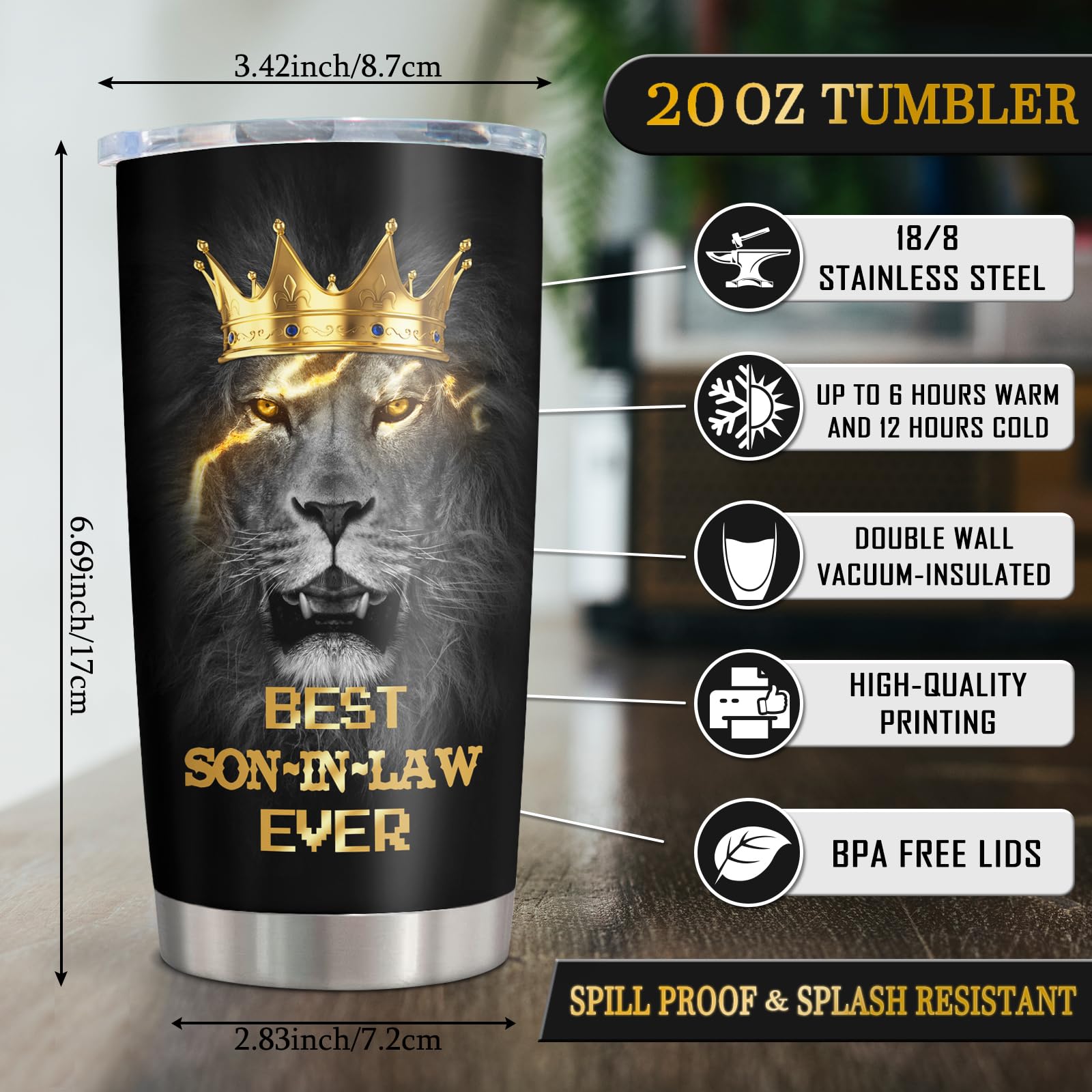 Muilzon Son in Law Gifts Tumblers 20oz - Fathers Day Christmas Birthday Gifts for Son in Law Coffee Mug - Son-in-Laws Present fr