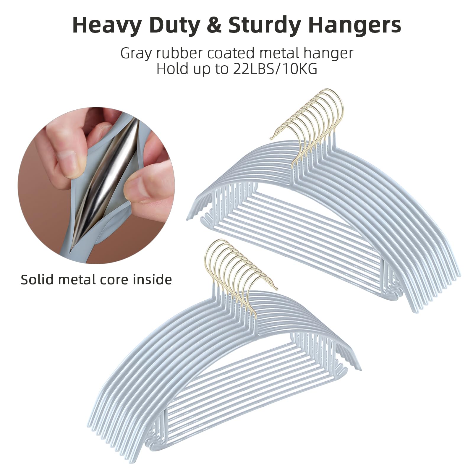 Mopall No Shoulder Bump Sweater Hangers 20 Pack Non Slip And Space Saving, Heavy Duty Clothes Hangers With Nano-Dipped Rubber Co