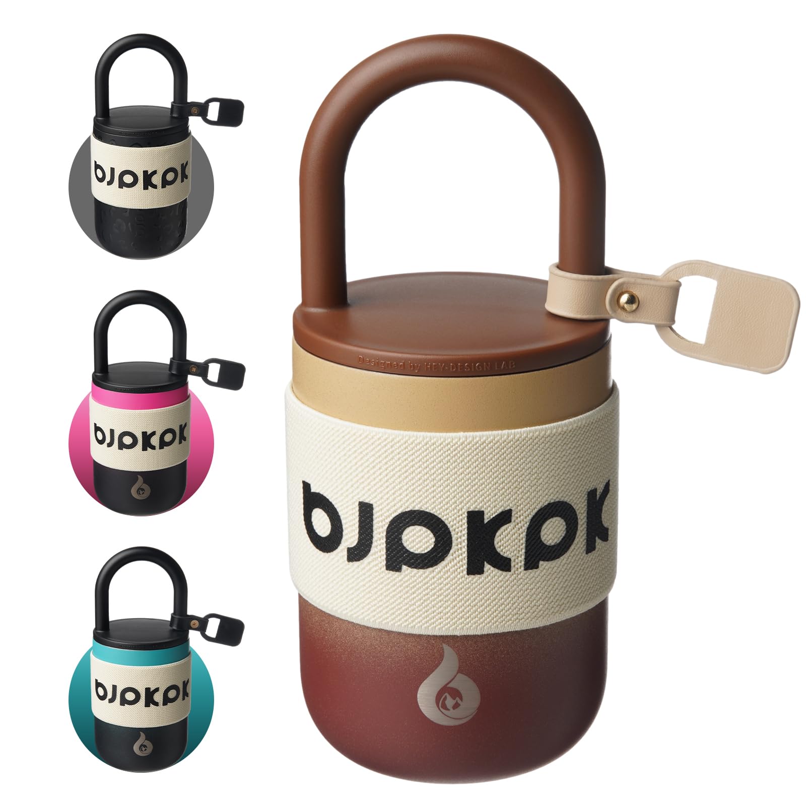 BJPKPK 10oz Insulated Stainless Steel Loop Tumbler With Lid And Handle Travel Coffee Mug Thermal Cup,Latte