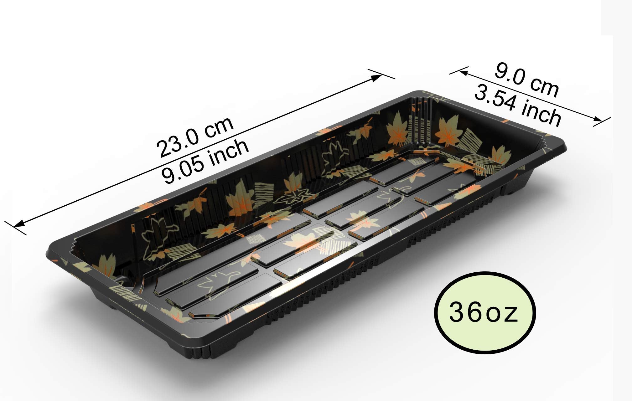 Seaboom 2# Sushi Container Sushi Tray Sushi Plate 9X3.5-Inch Take Out Tray With Clear Lid 400 Sets 2#