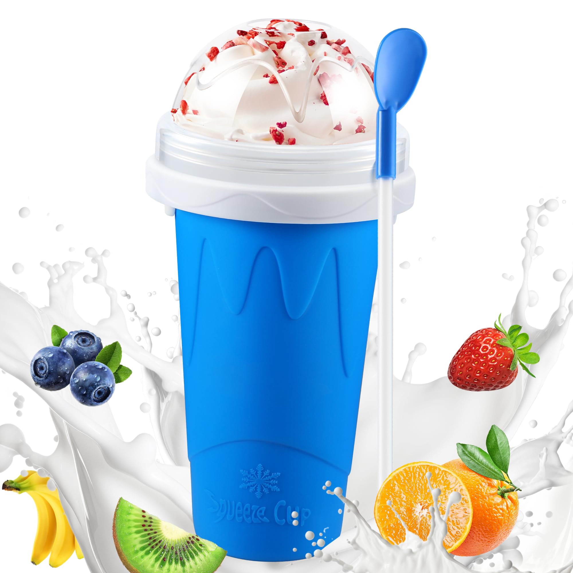 Slushie Maker Cup, DIY Magic Squeeze Slushy Cups, Portable Frozen Smoothies Cups for Juice Milkshake Yogurt Ice Cream Make, Reus