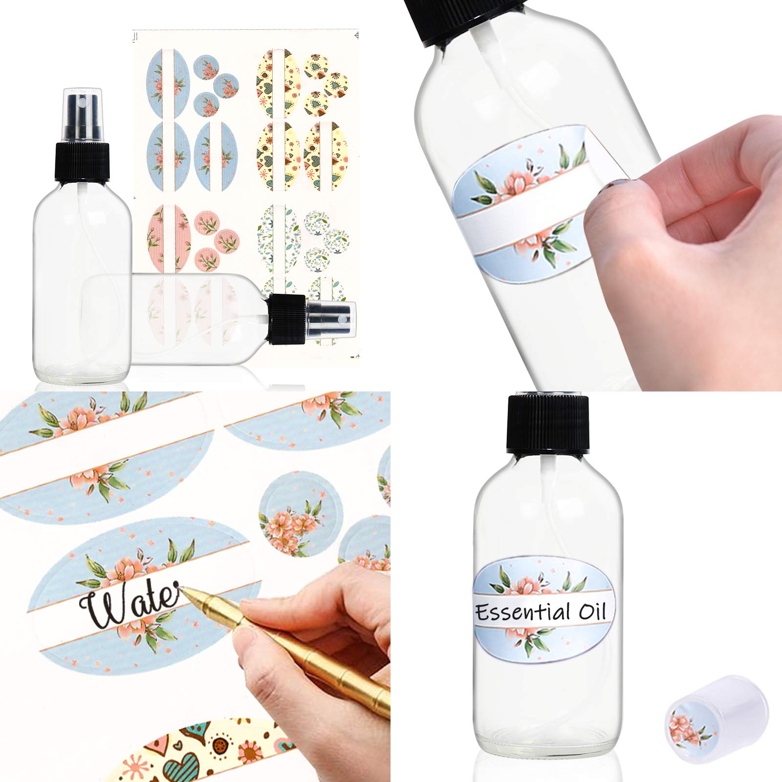 Starside 12 Pack 120 Ml 4Oz Clear Glass Spray Bottles With Fine Mist Sprayer & Dust Cap For Essential Oils, Perfumes,Cleaning Pr
