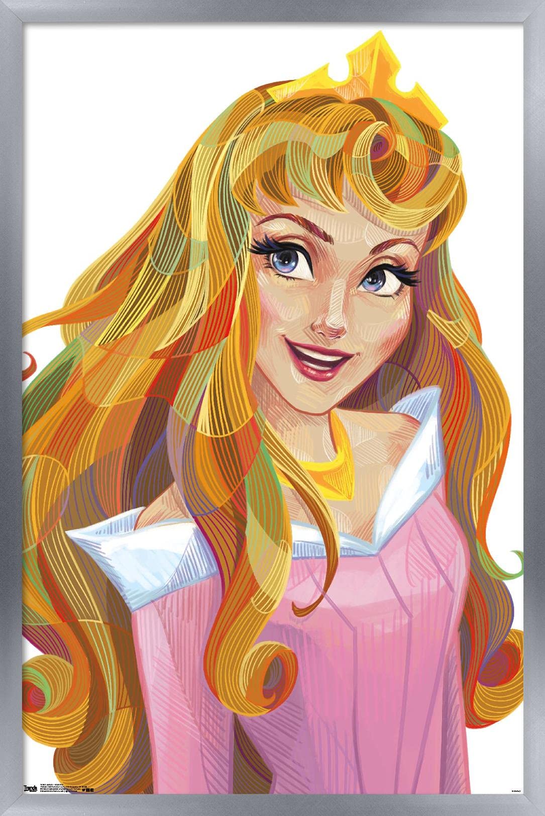 Trends International Disney Sleeping Beauty - Aurora - Stylized Wall Poster, 14.725'' X 22.375'', Silver Framed Version