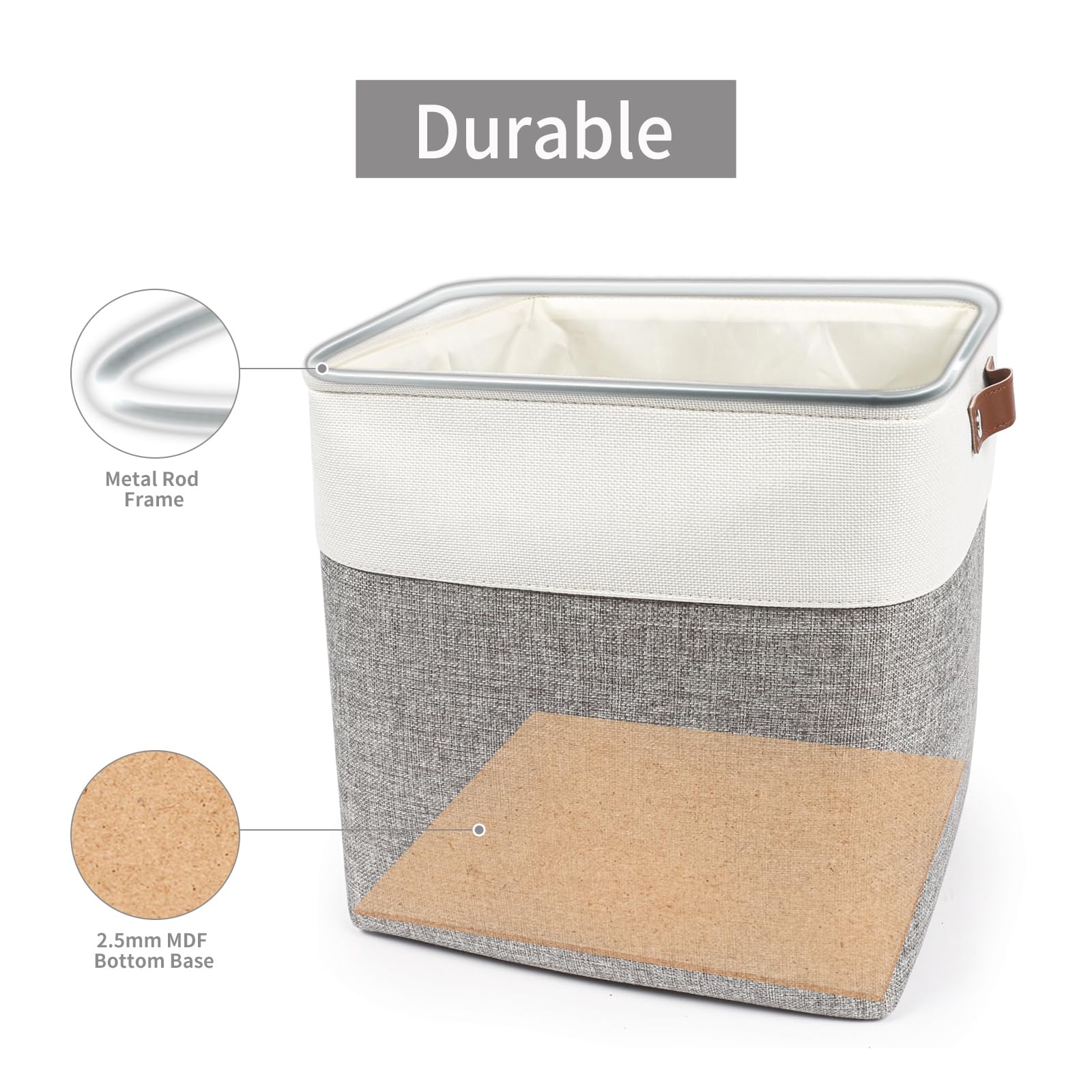 Bagnizer 13X13 Cube Storage Bins, Collapsible Fabric Storage Box, 4 Pack Closet Baskets With Handles For Organizing, Shelf, Toys