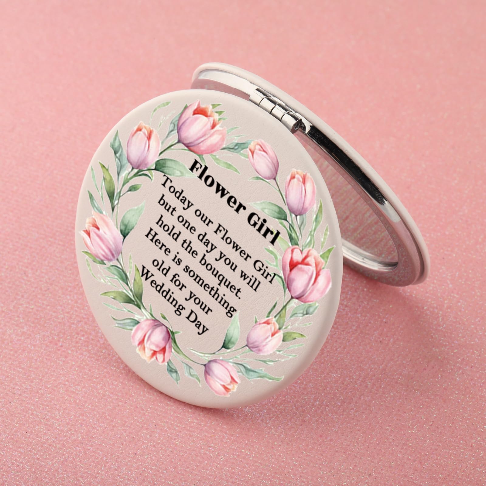 Wusuaned Flowers Girl Makeup Mirror Proposal Gifts Wedding Party Gifts Bridesmaid Mirror Mother Of The Bride Gift (Flower Girl M