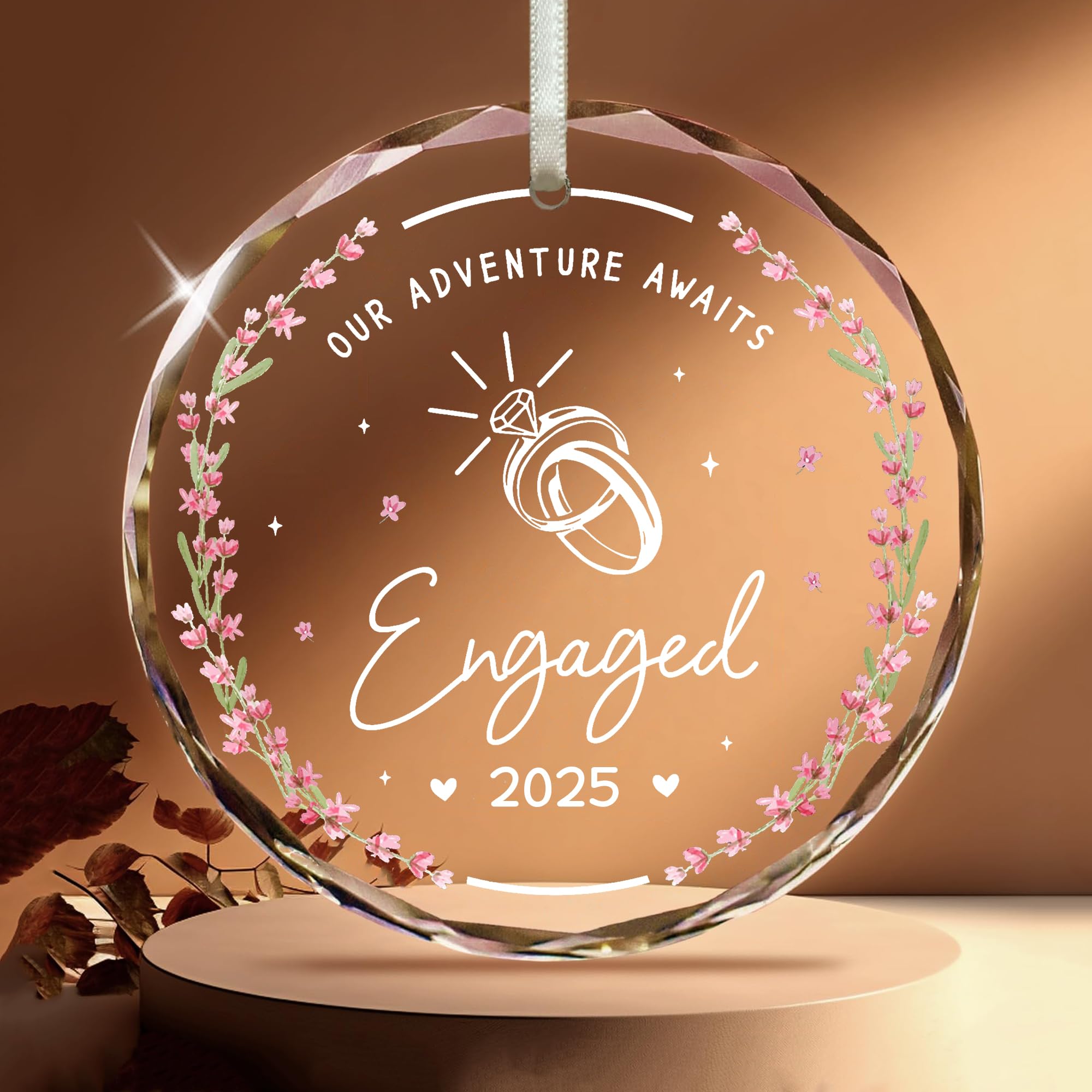 Engaged Ornament 2025, Engaged Christmas Ornament 2025 Stocking Stuffers for Couples House Warming Gifts New Home First Engageme