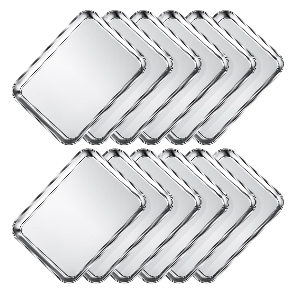 Wildone Sheet Pan Set Baking Sheet Cookie Sheet Baking Pan Toaster Oven Pans, 12 Pcs Stainless Steel Baking Tray Cookie Pan, Hea