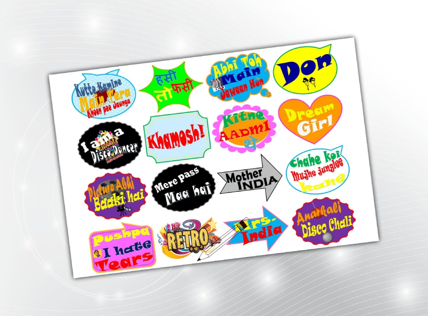PartyStuff Retro Theme Props  Retro Speech Bubbles (16 Cards)