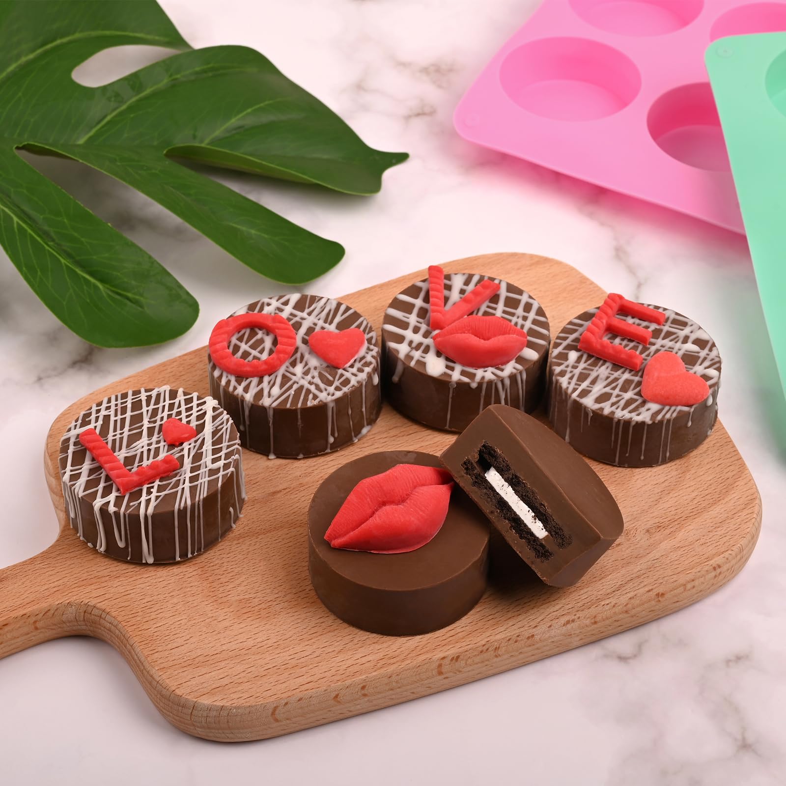 Actvty Round Chocolate Cookie Molds, New Size 12-Cavity Cylinder Chocolate Cover Cookie Silicone Molds For Candy Mini Cakes Jell