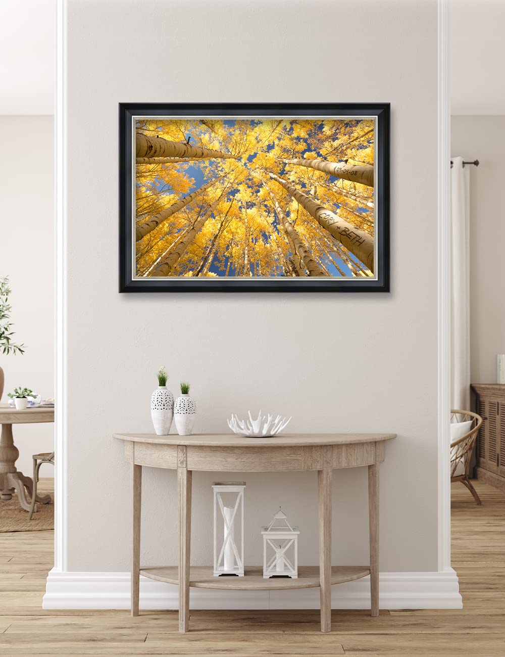 Ipic - Fall In Love, Personalized Ideal Gift Custom Framed Wall Art With Names And Date, Giclee Prints With Solid Wood Frame, Un