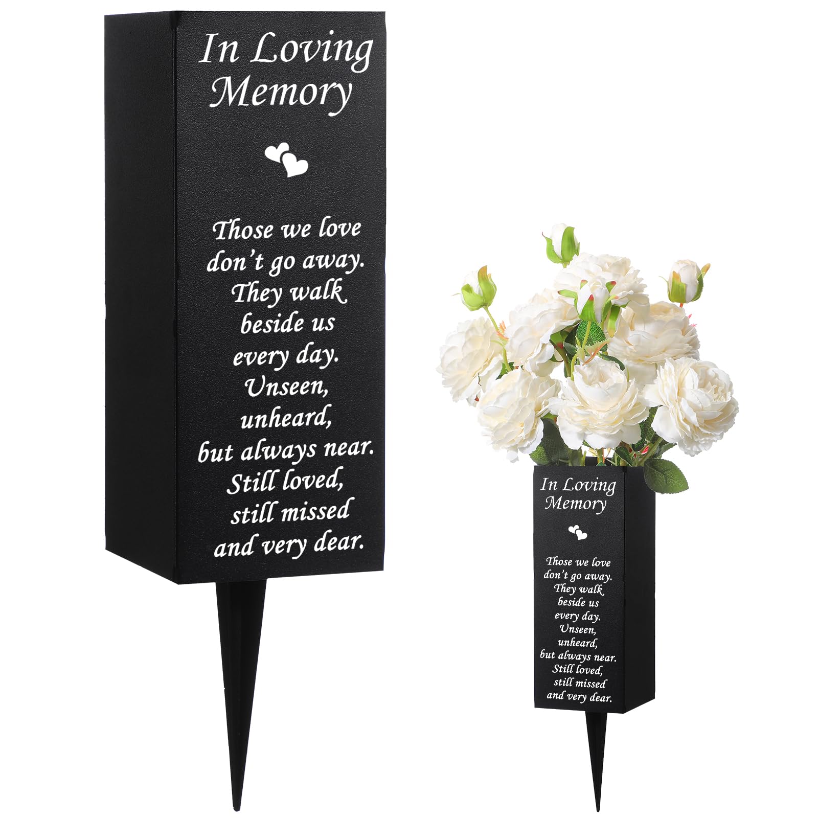 Cemetery Vases with Spikes Grave Vases for Cemetery Metal Funeral Flower Holder in Loving Memory Sign Memorial Gifts for Loss of