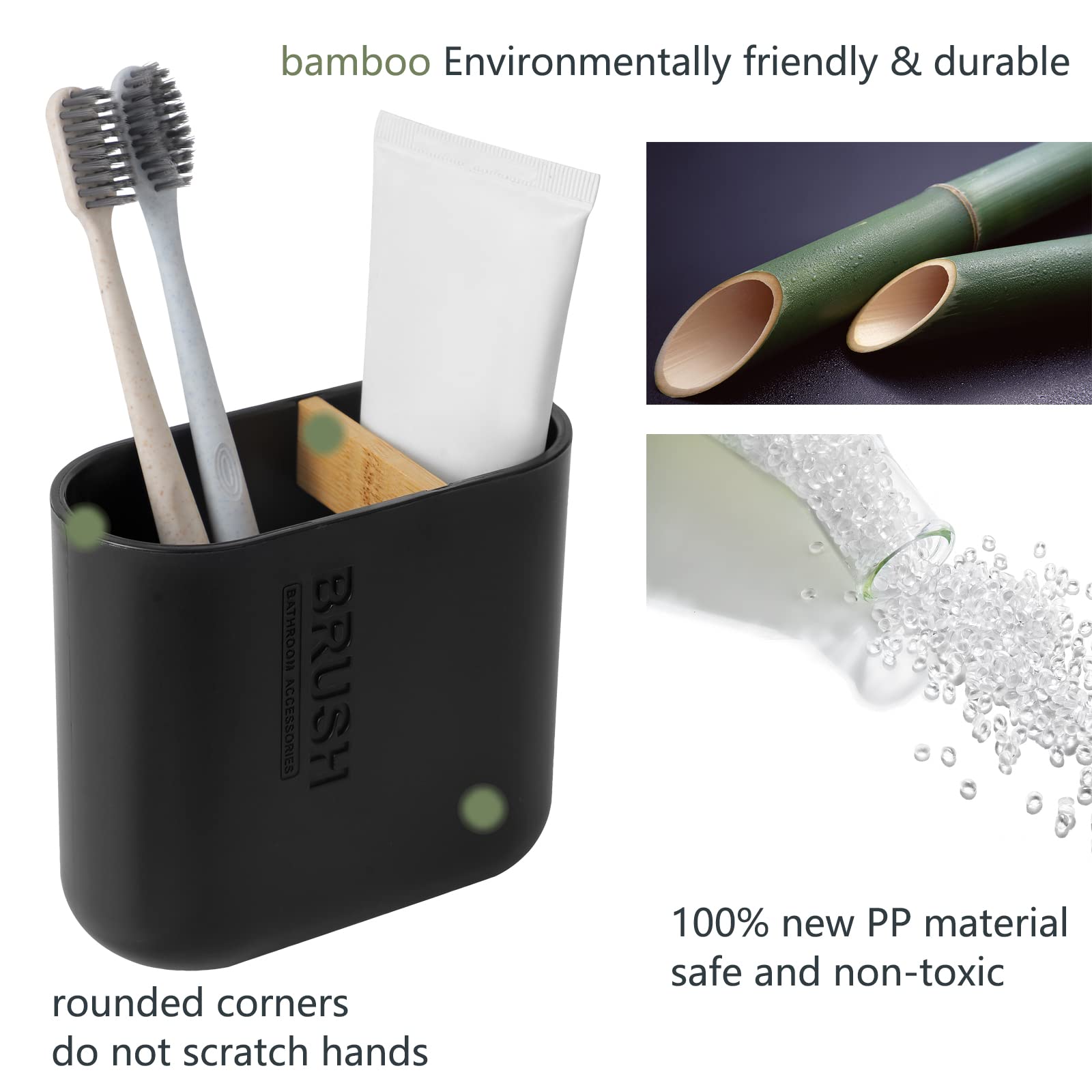Rejomiik Toothbrush Holders Resin Bamboo Tooth Brushing Holder For Bathroom Countertop, Tooth Brush Storage Organizer Stand For