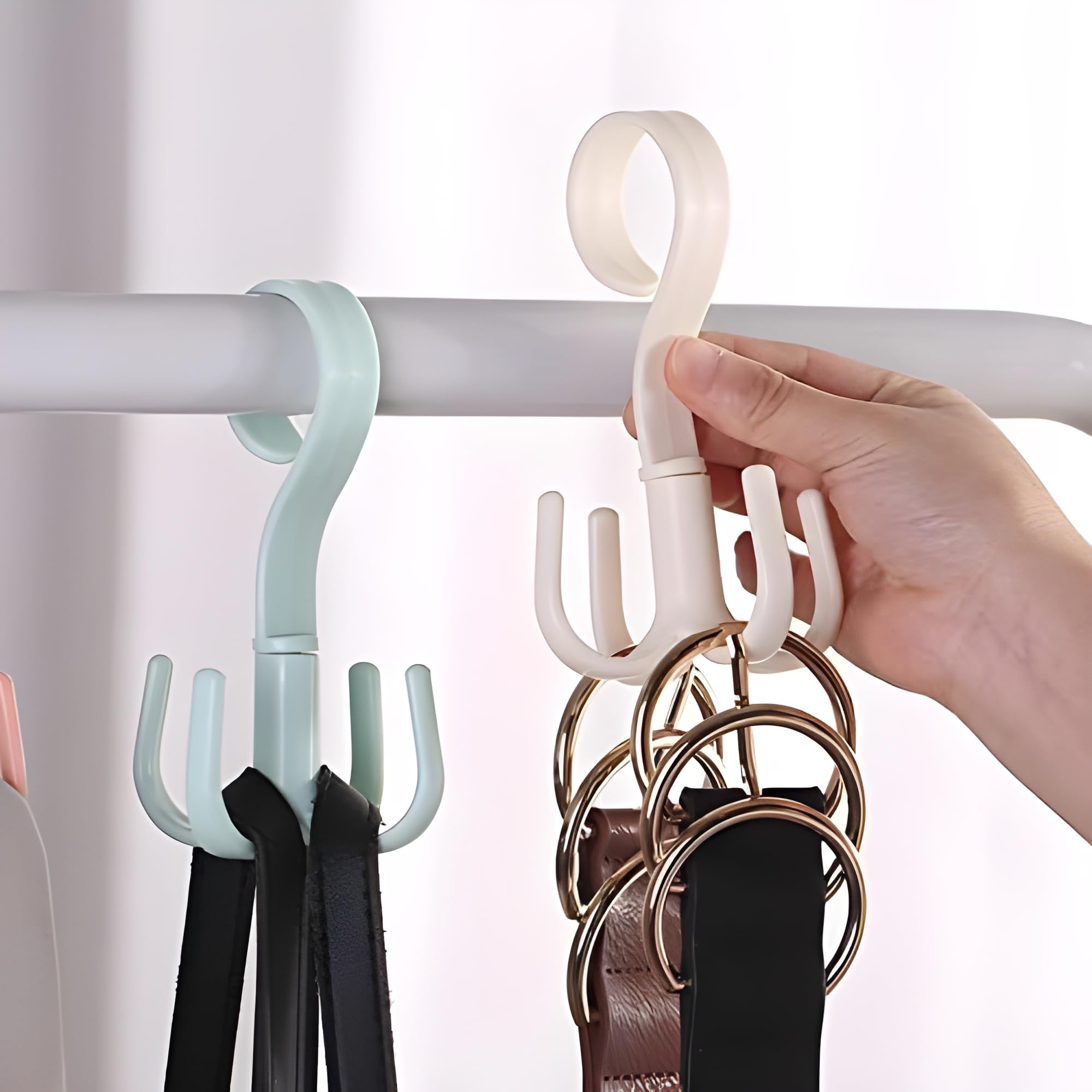 Jialto 4 Pcs Multi-Function 360 Degree Rotatable 4 Claw Hook Closet Hanging Organizer Hangers For Closet Organizer, 360 Degree R