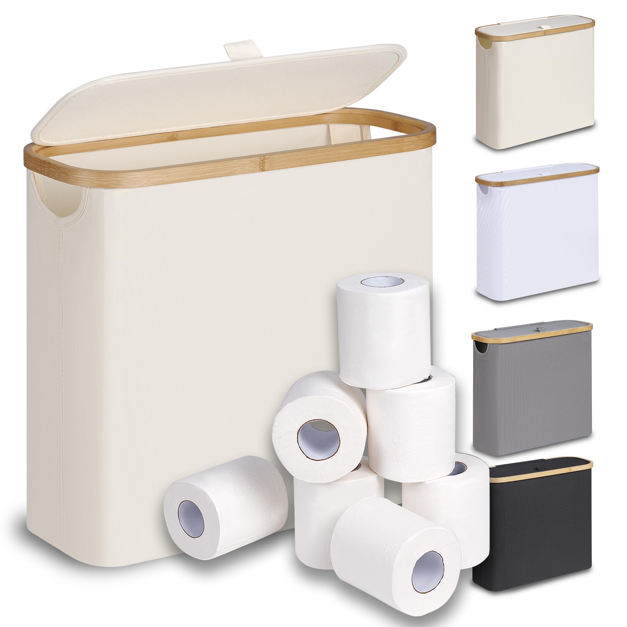 Efluky Toilet Paper Storage 28L, Toilet Paper Basket With Lid For Bathroom Storage, Toilet Paper Organizer, Free Standing Toilet
