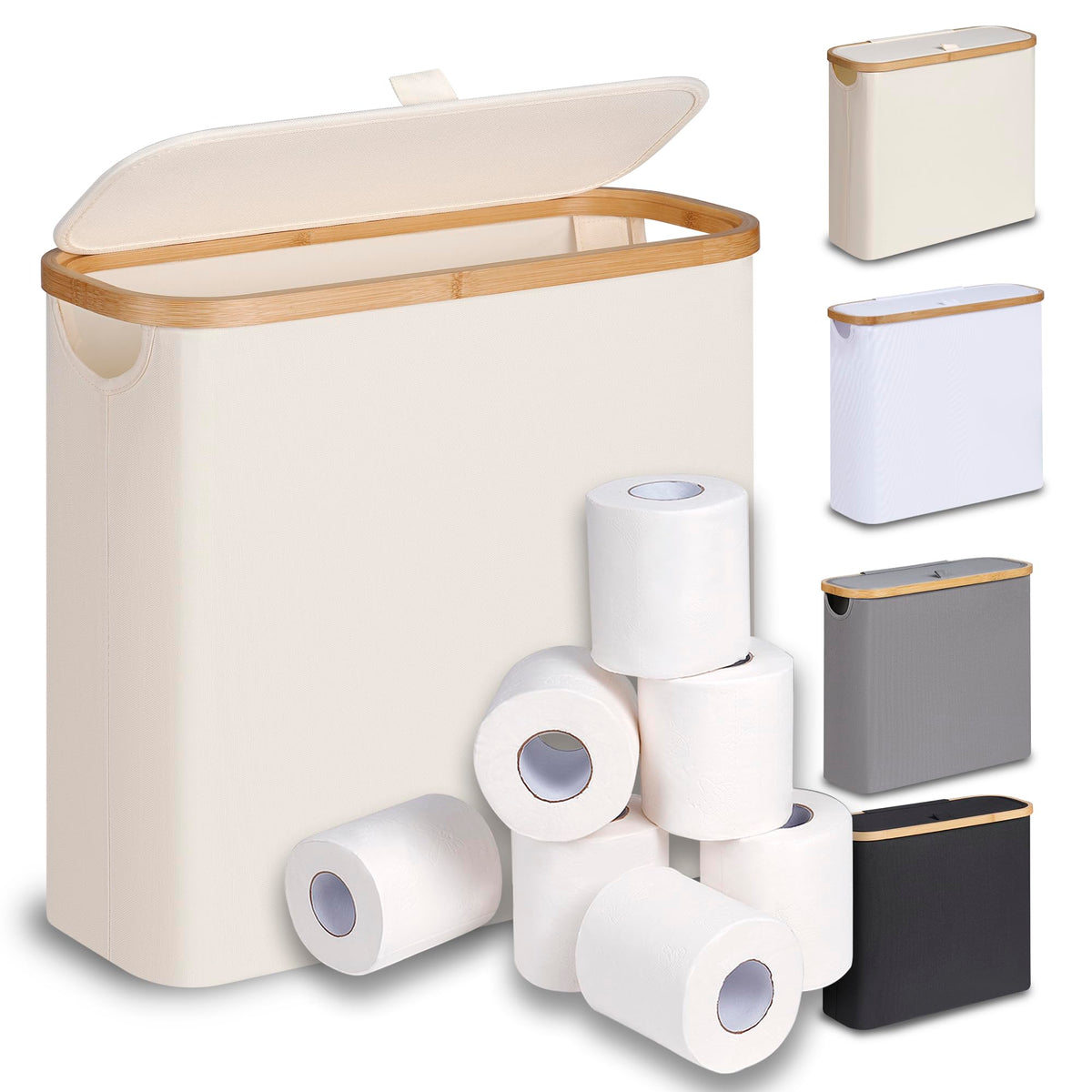 Efluky Toilet Paper Storage 28L, Toilet Paper Basket With Lid For Bathroom Storage, Toilet Paper Organizer, Free Standing Toilet