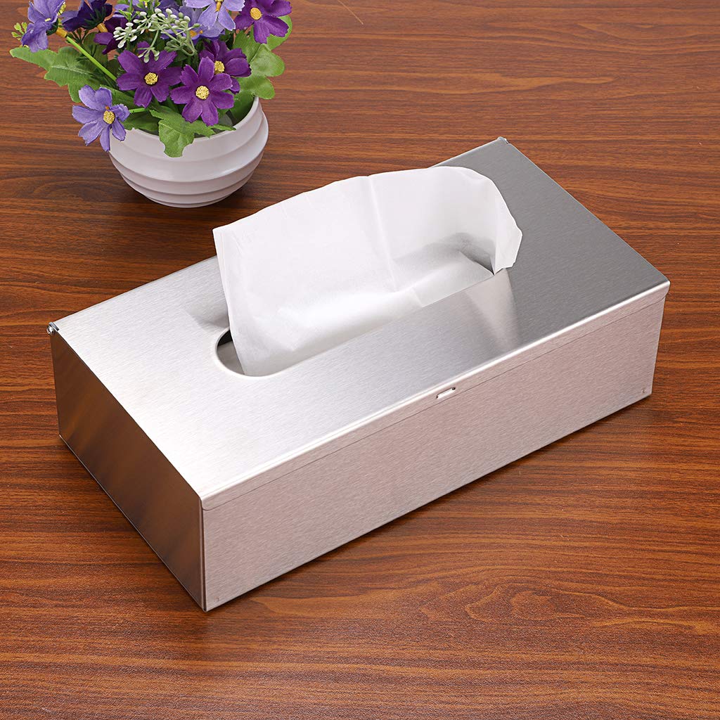 Sumnacon Rectangular Tissue Box Cover - Stylish Stainless Steel Paper Facial Cover, Modern Metal Tissue Box Holder For Bedroom/B