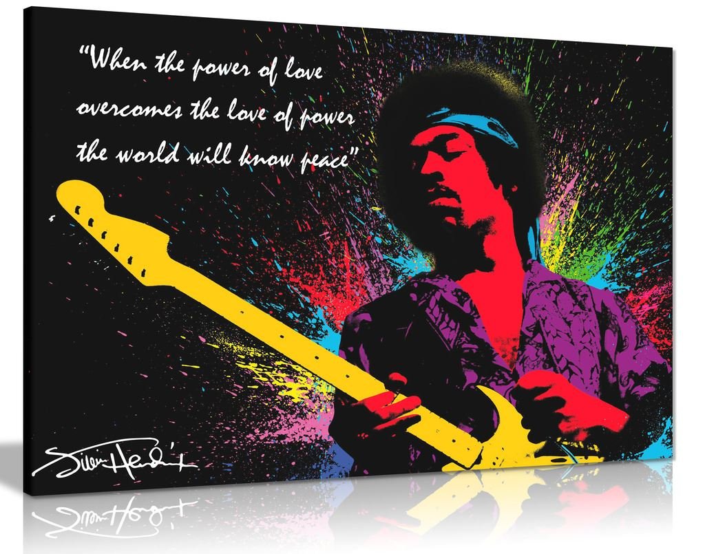 Jimi Hendrix Quote Colour Splash Canvas Wall Art Picture Print (12X8In)
