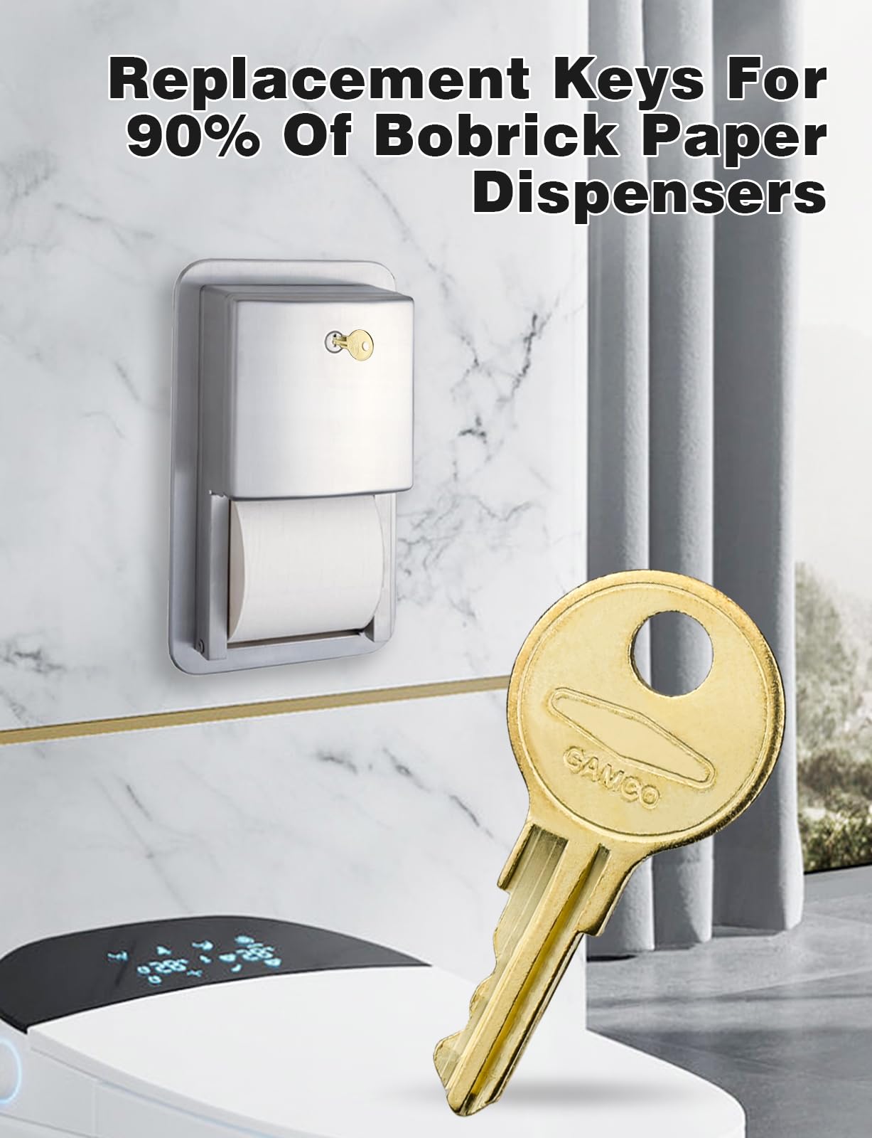 Dispenser Keys For Bobrick, 10-Pack 33043 Cat74 Toilet Paper Towel Dispenser Key Compatible With Janitor Bobrick Cat 74 Dispense