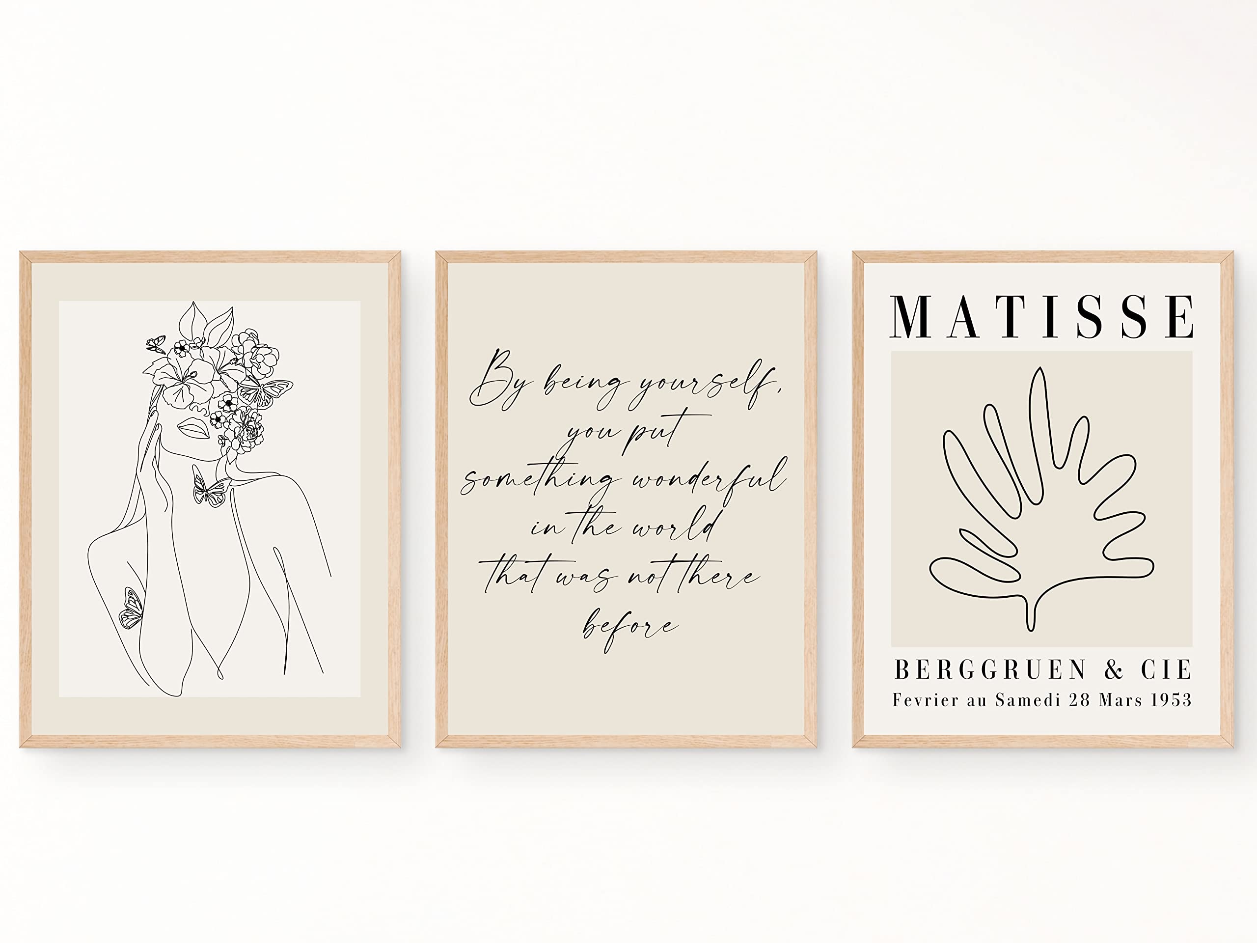 Juju'S Vibes Sage Green Matisse Wall Art Prints Aesthetic Posters, That Girl Aesthetic Room Decor Neutral Sage Green And Beige O