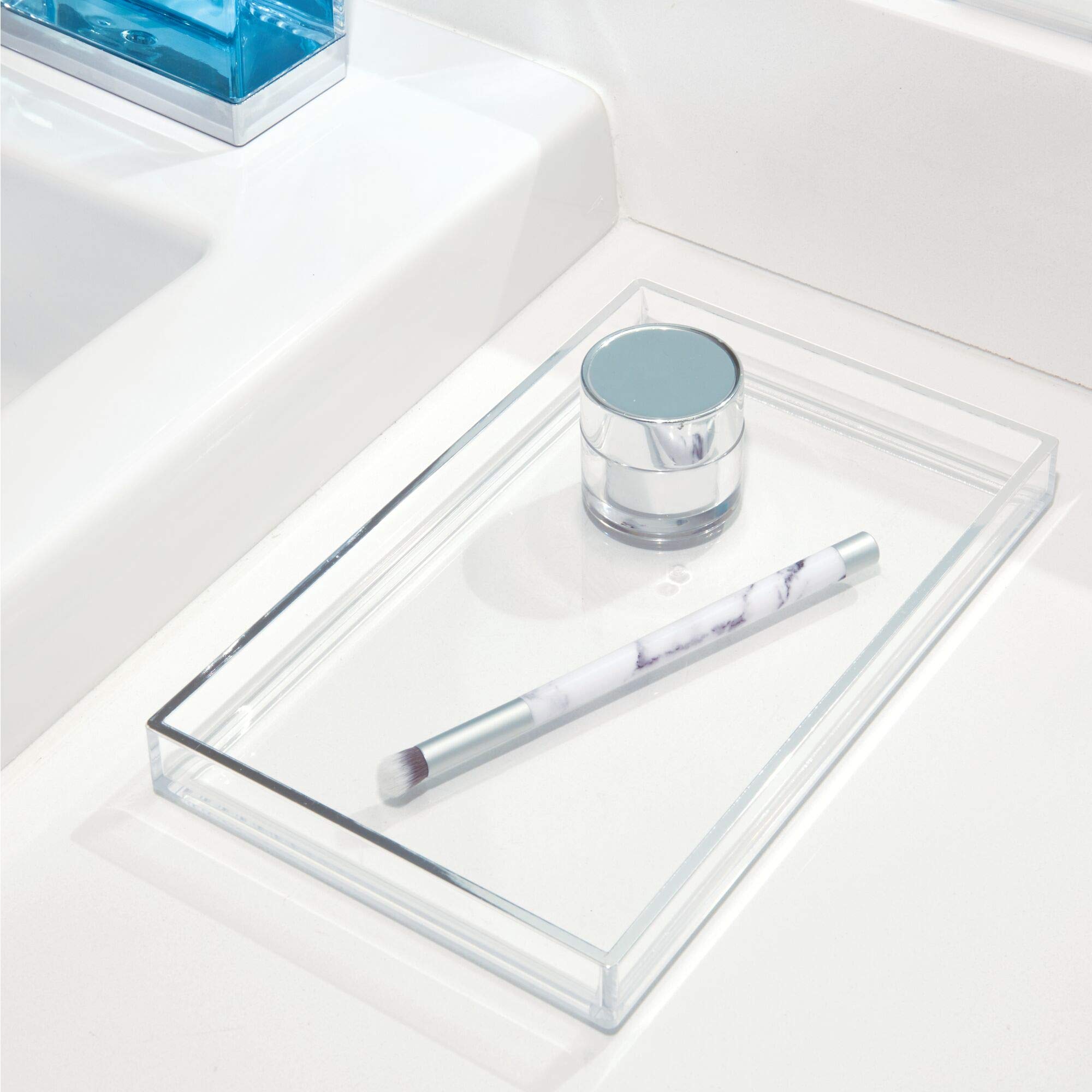 Idesign Bathroom Tray For Towels, Cosmetics And Accessories, The Clarity Collection - 8.68    X 5.34    X 0.95   , Brushed Silve