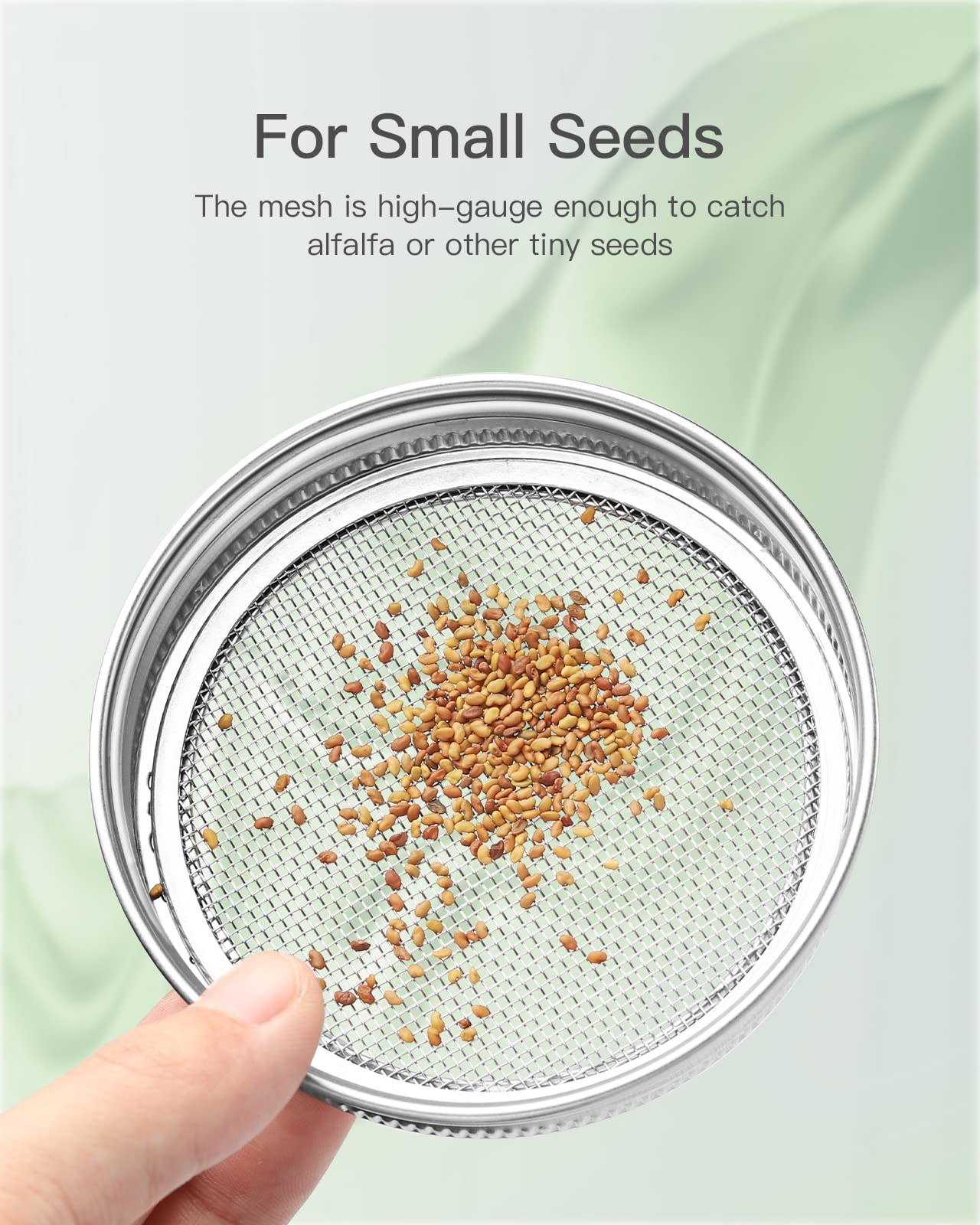 Febflo 12 Pack Sprouting Lids, 316 Stainless Steel Screen Lid For 86Mm Wide Mouth Mason Jar, Mesh Bean Sprout Sieve Lids, Home U