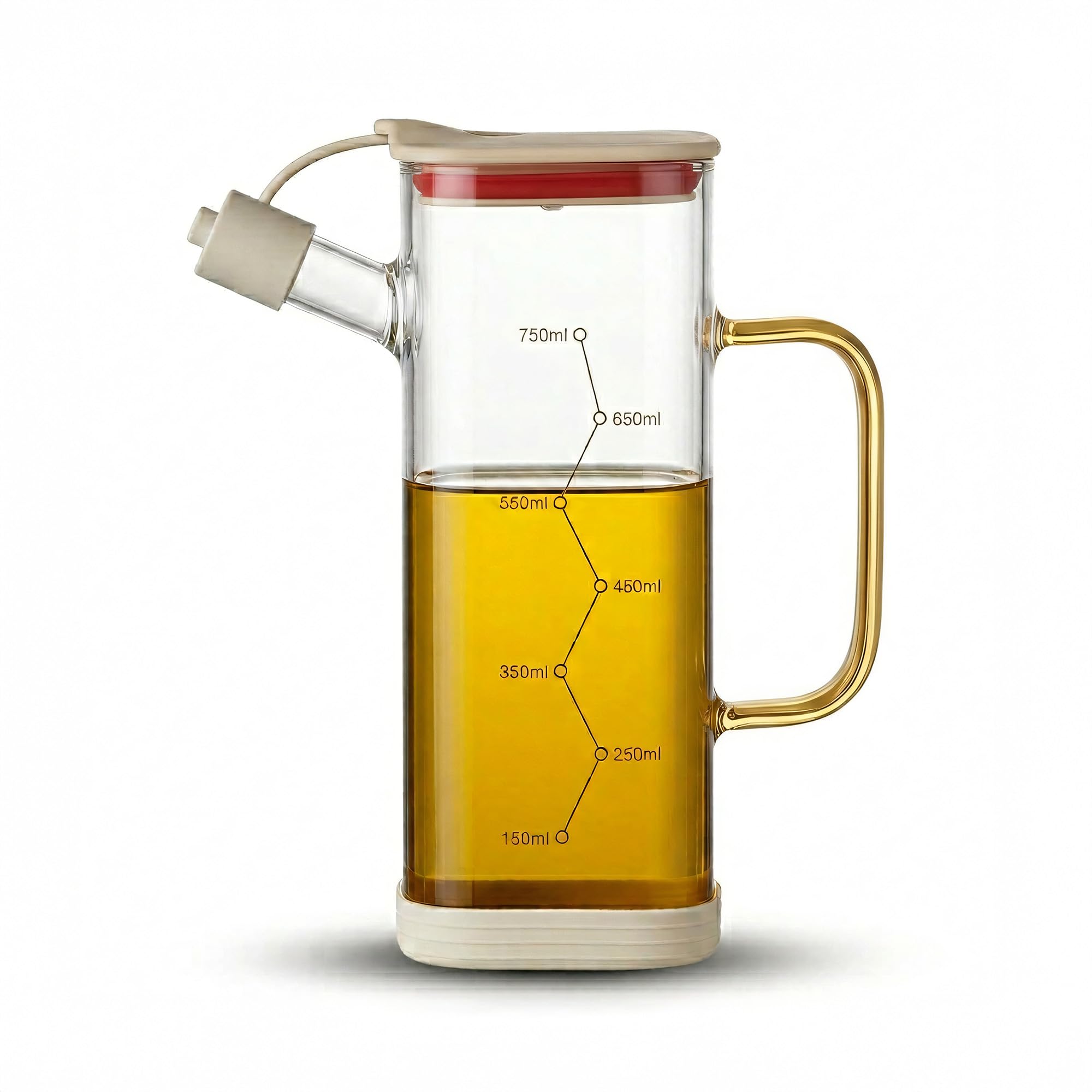 Homeessentials 1000Ml Glass Oil Dispenser With Leakproof Lid | High Borosilicate Glass Construction | Kitchen Jar With Capacity 