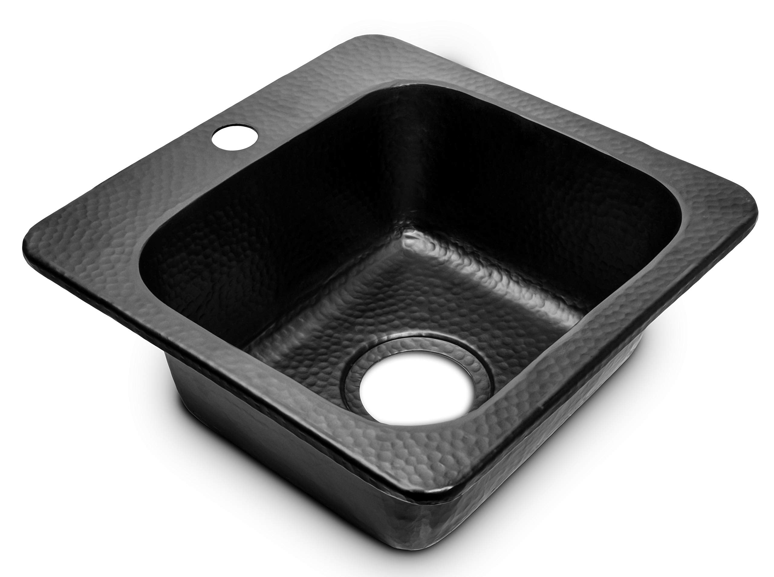 Monarch Abode 19192 Matte Black Hand Hammered Baxter Bar Prep Sink (15 Inches)