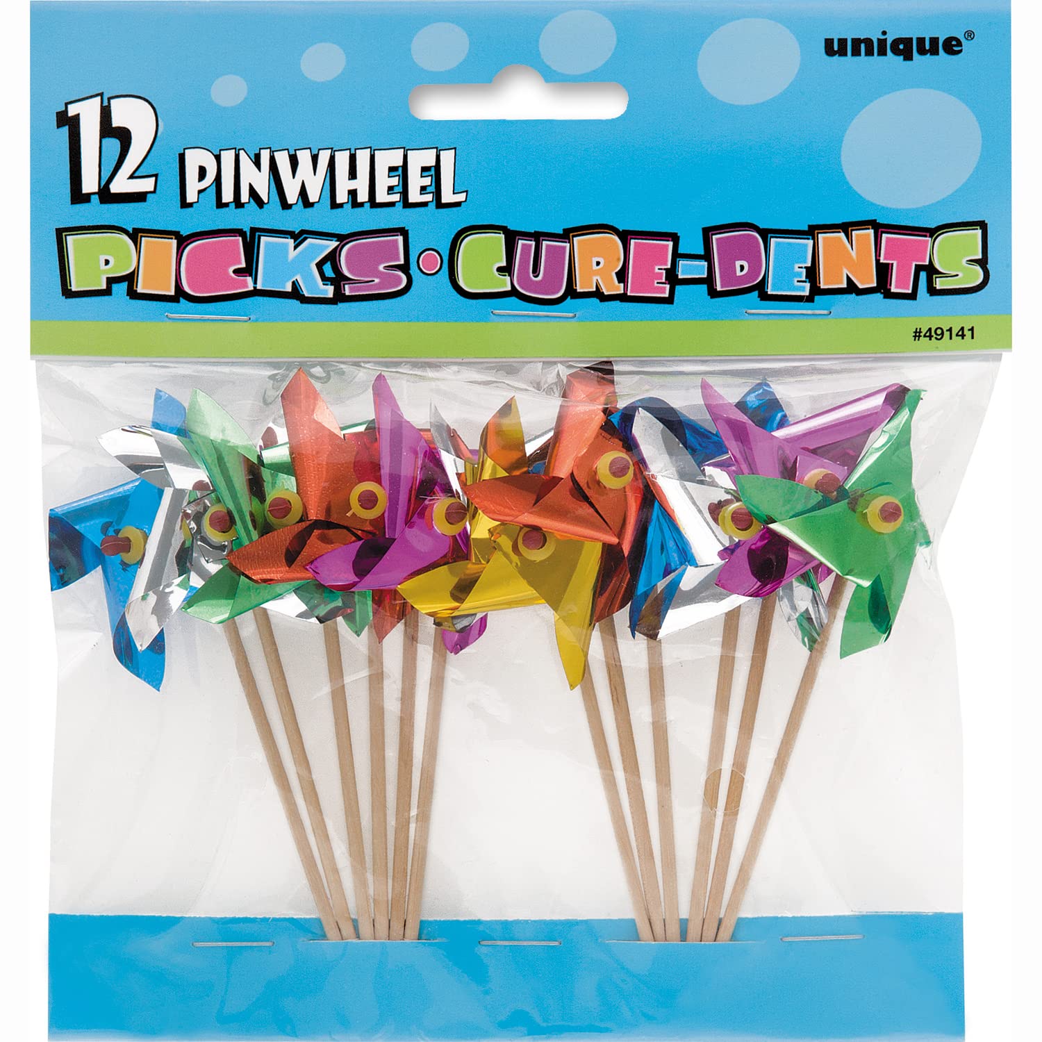 Multicolor Pinwheel Picks (4'') 12 Count, Eye-Catching & Unique Design Table Display For Birthdays, Celebrations & More