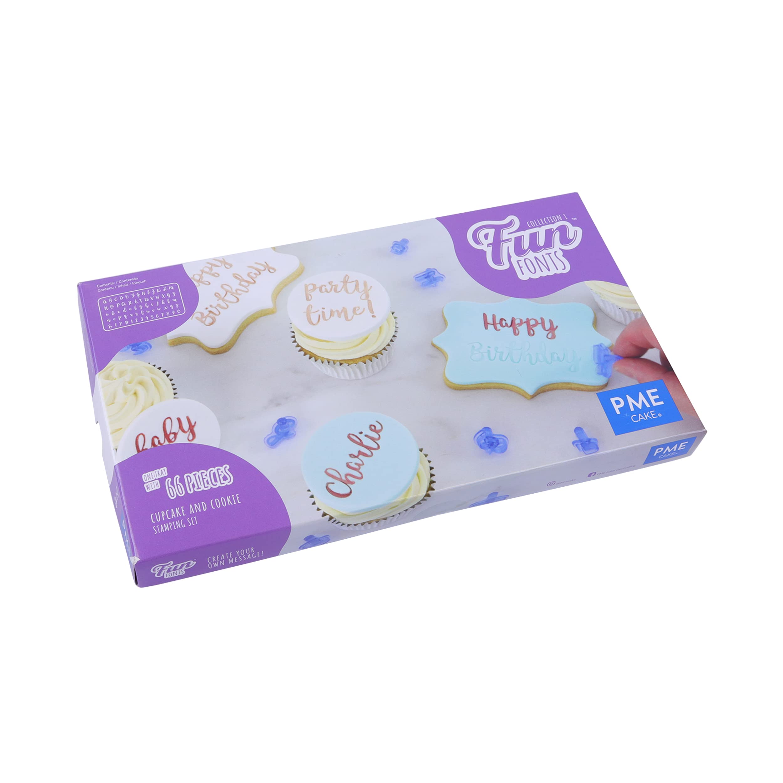 Pme Fun Fonts Cupcake & Cookie Stamping Set Of 66, Blue, Standard