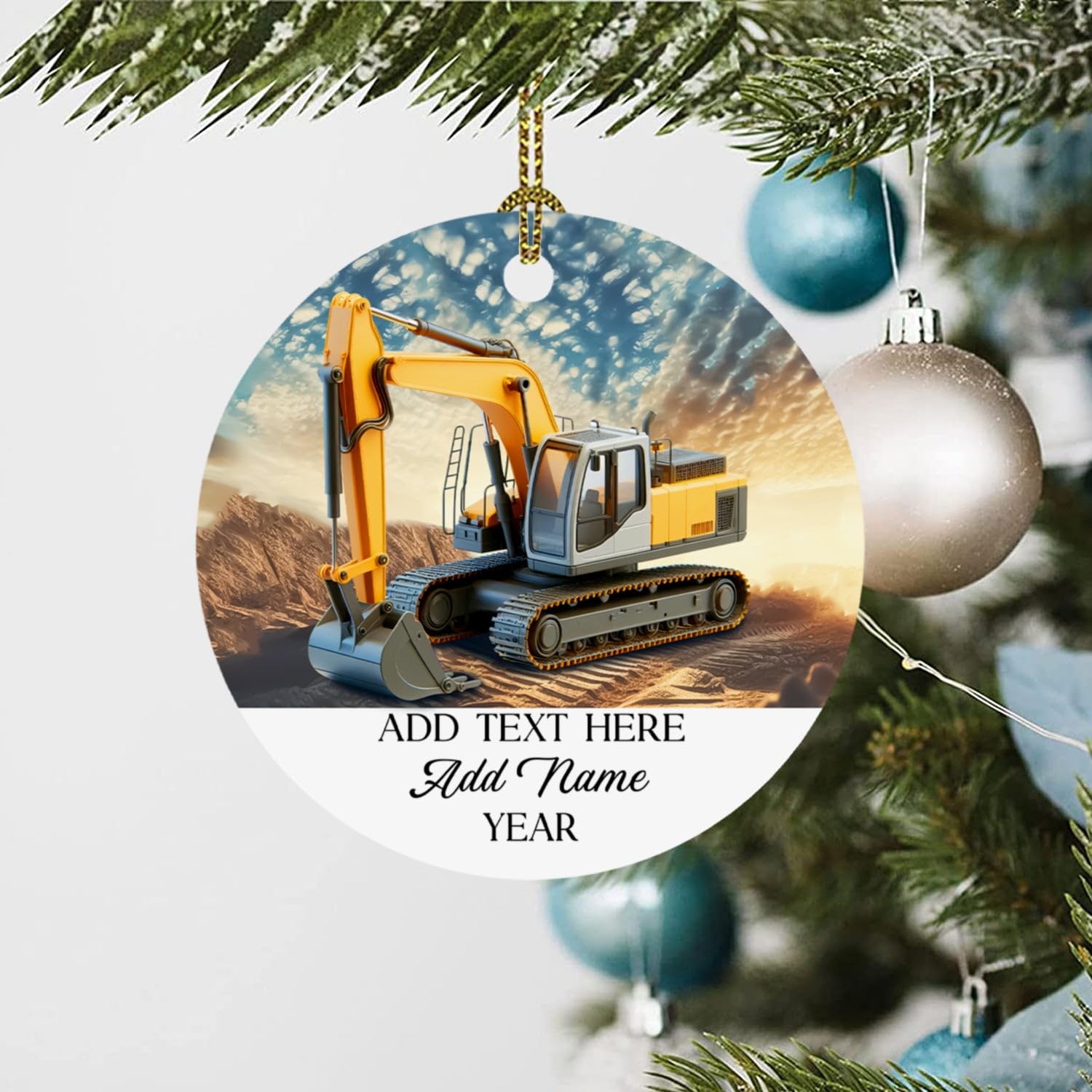 Excavator Ornament for Xmas, Personalized Excavator Truck Christmas 2025 Ornaments, Excavator Driver Gift for Construction Worke
