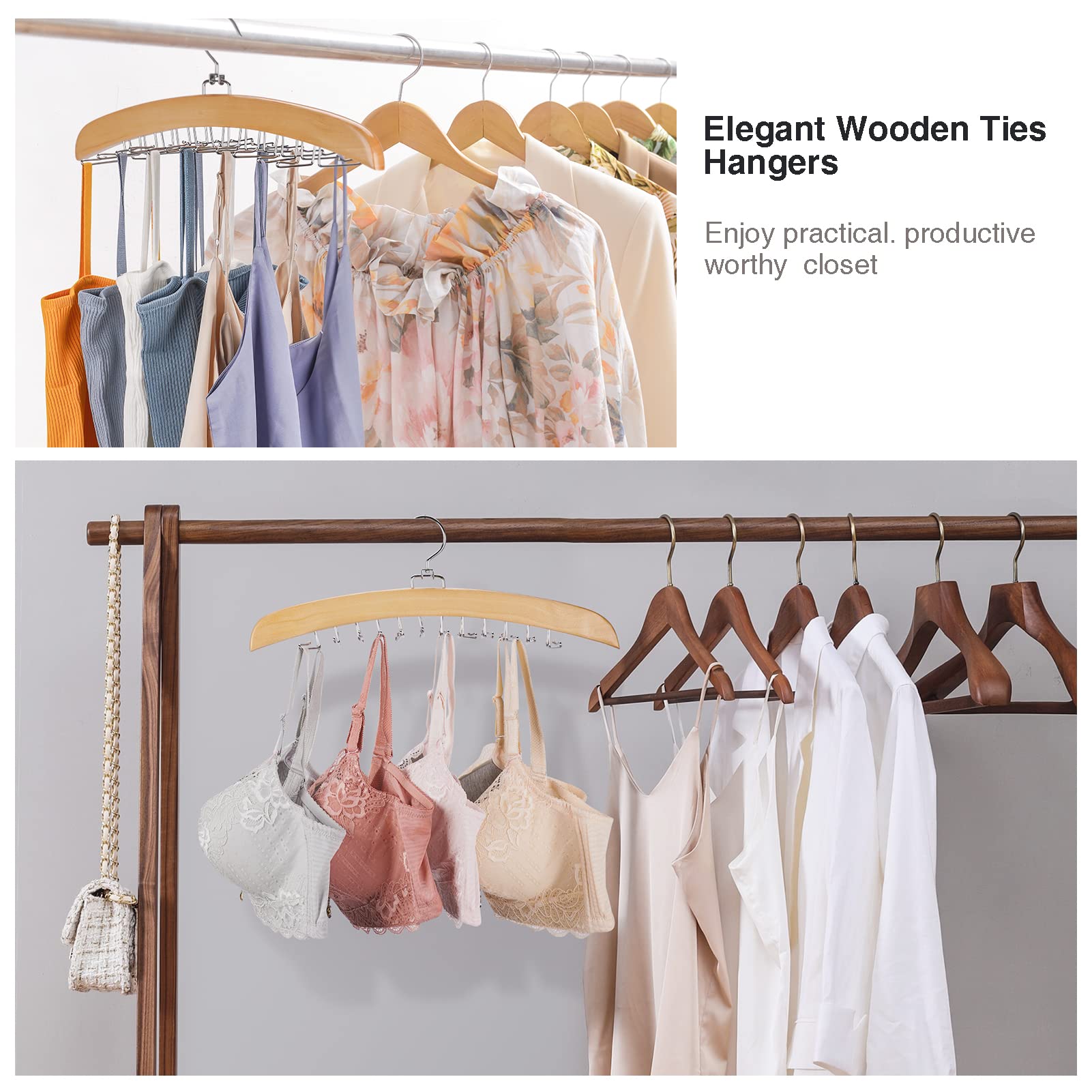 Ulimart Tie Hanger 2 Pcs 24 Hooks Tie Racks For Men Closet, Tie Rack With Upgraded 360