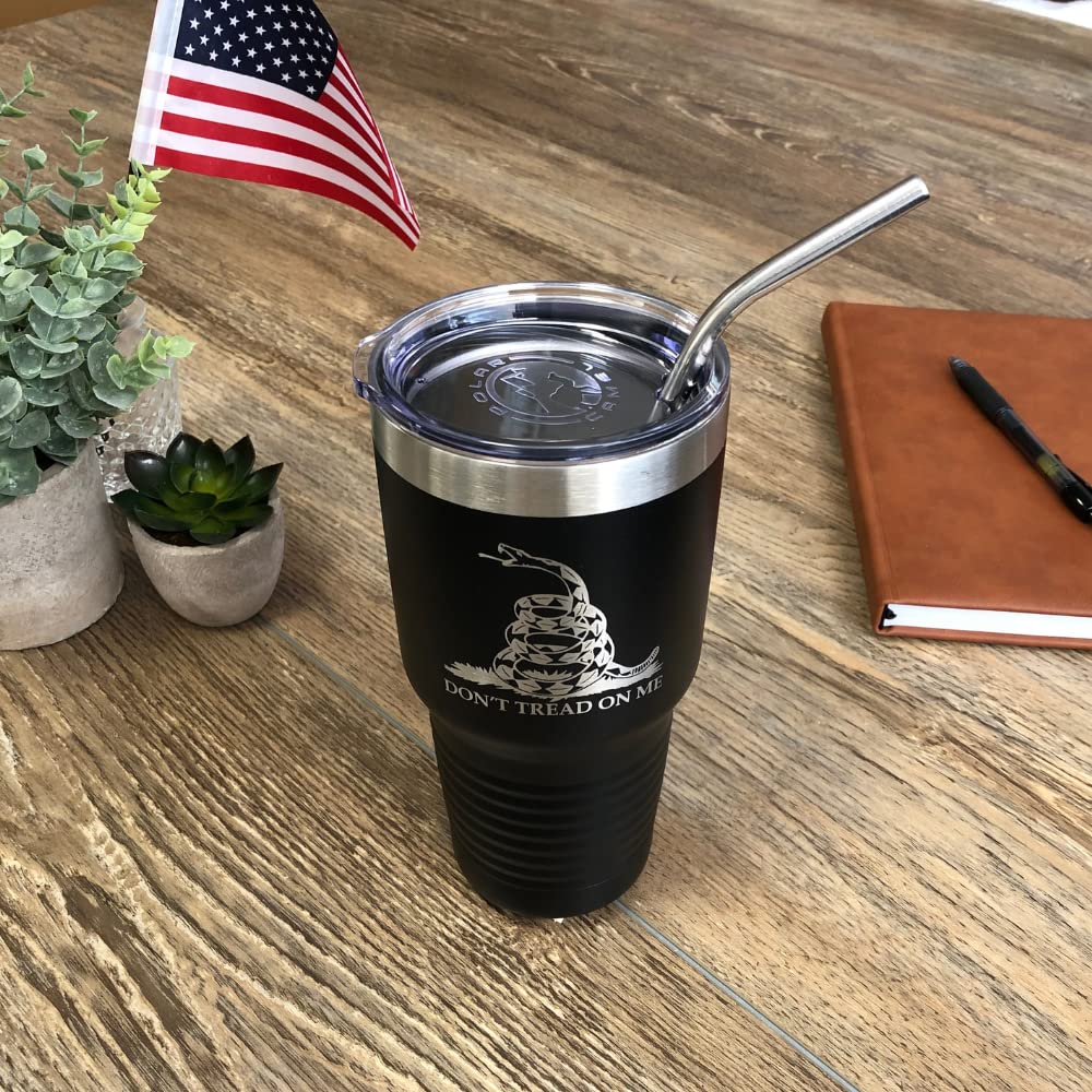 Gadsden Flag Dont Tread On Me & American Flag Coffee Travel Mug For Men & Women-Polar Camel Vacuum Insulated Stainless Steel 30