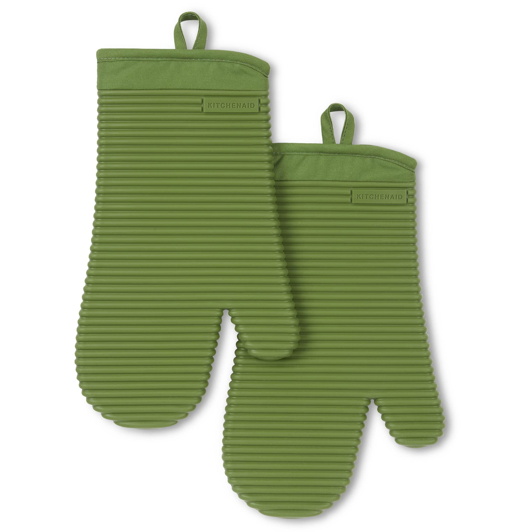KitchenAid Ribbed Soft Silicone Oven Mitt 2-Pack Set, Mathca, 7.5x13