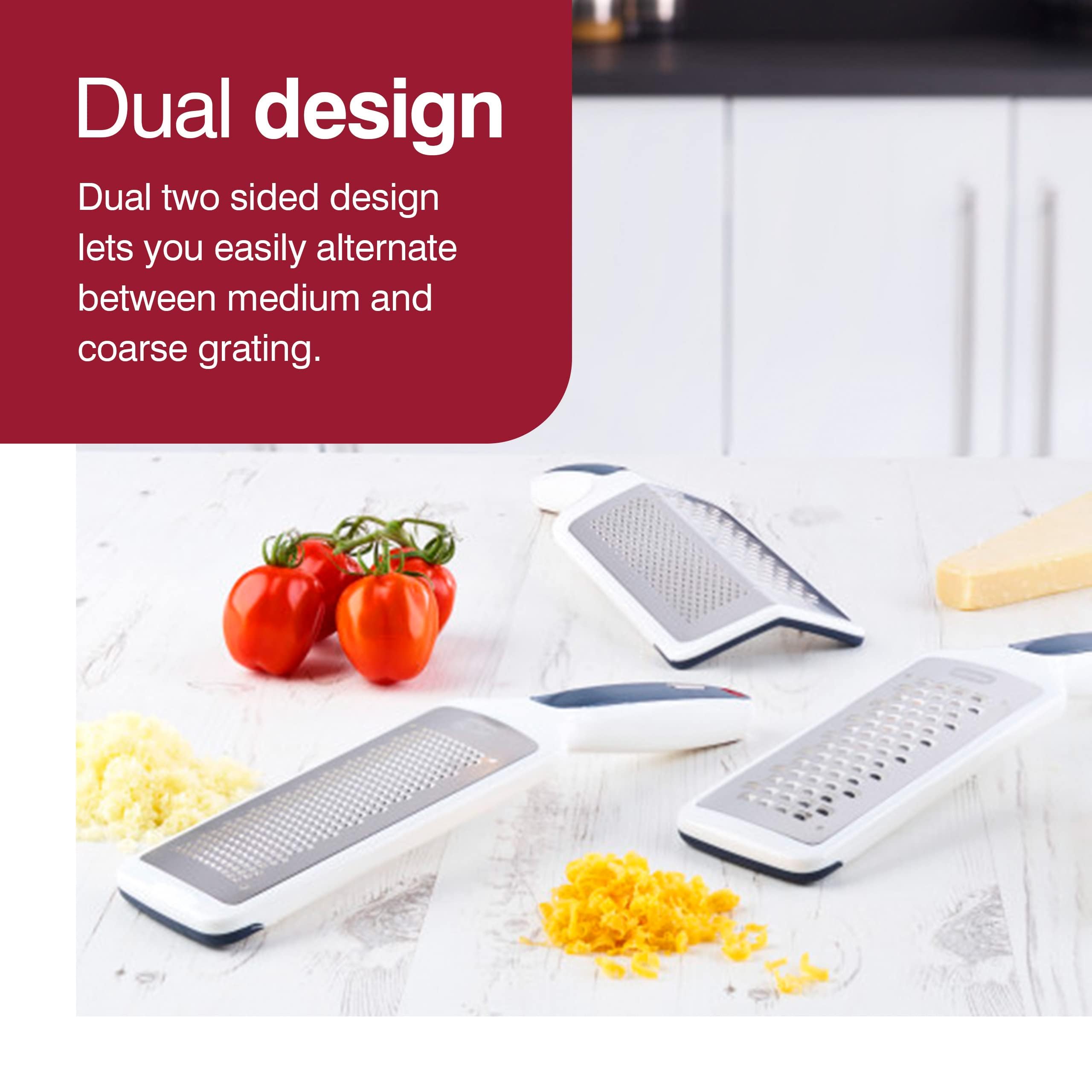 Zyliss Smooth Glide Dual Grater - Dual Two-Sided Cheese Grater For Medium And Coarse Grating - Kitchen Grater For Chocolate, Gin