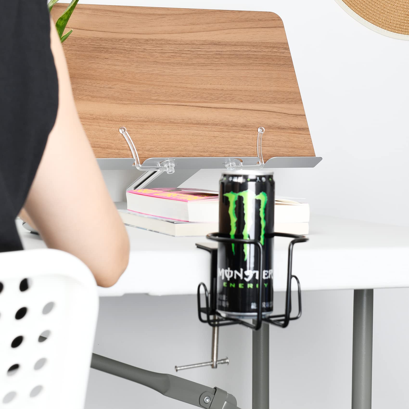 Lekusha Large Desk Cup Holder, Clip On Table Cup Holder, Anti-Spill Cup Holder For Lawn Chair, Horizontal Or Vertical Mount, Pac