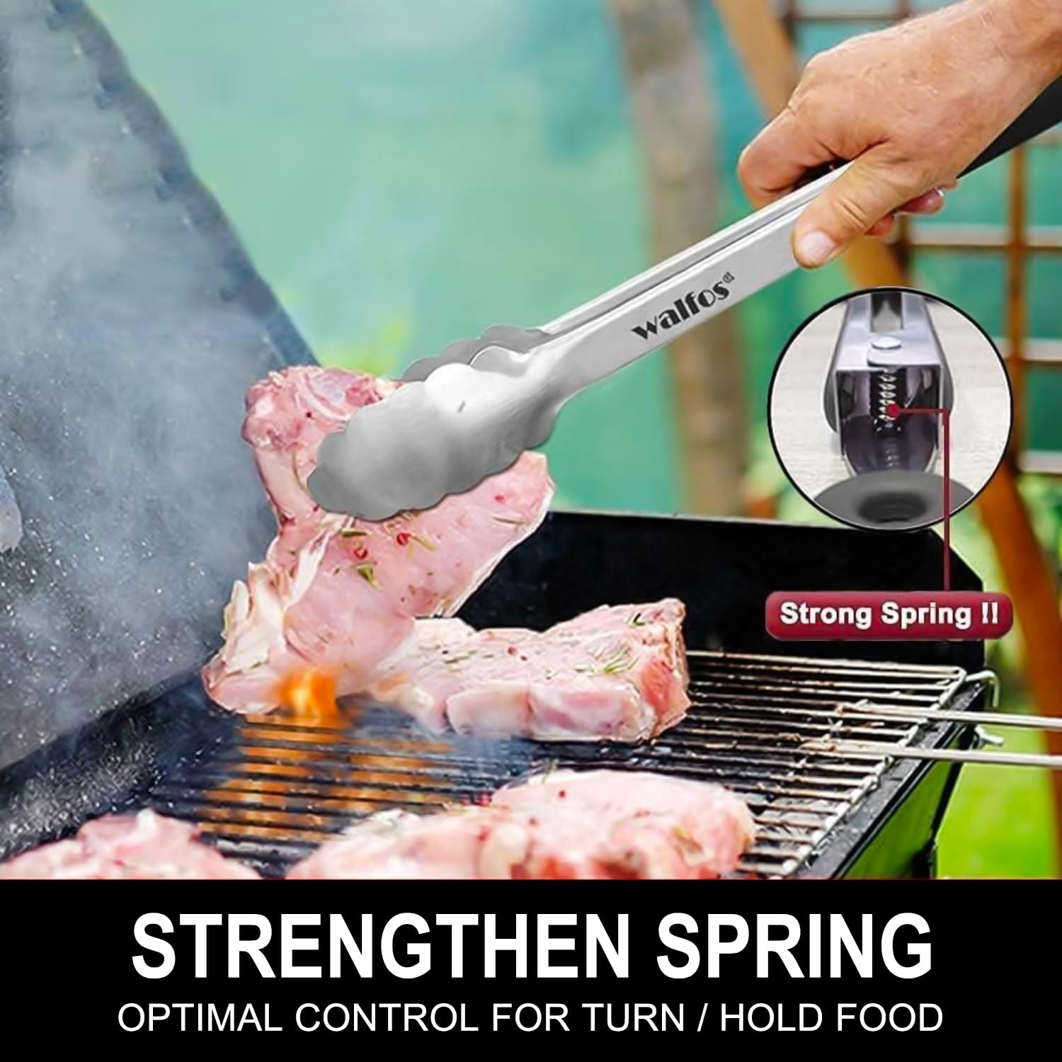 Walfos 17 Inch Extra Long Grill Tongs  Ultimate Stainless Steel BBQ Tongs for Grilling  Cooking  BBQ/Barbecue  Buffet and Turning Food