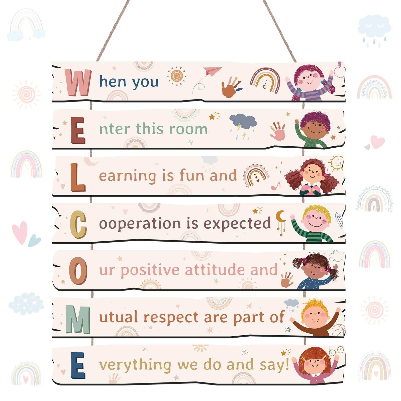 Harloon Boho Welcome Sign Classroom Rainbow Decorations Diversity Inspirational Classroom Educational Motivational Positive Quot