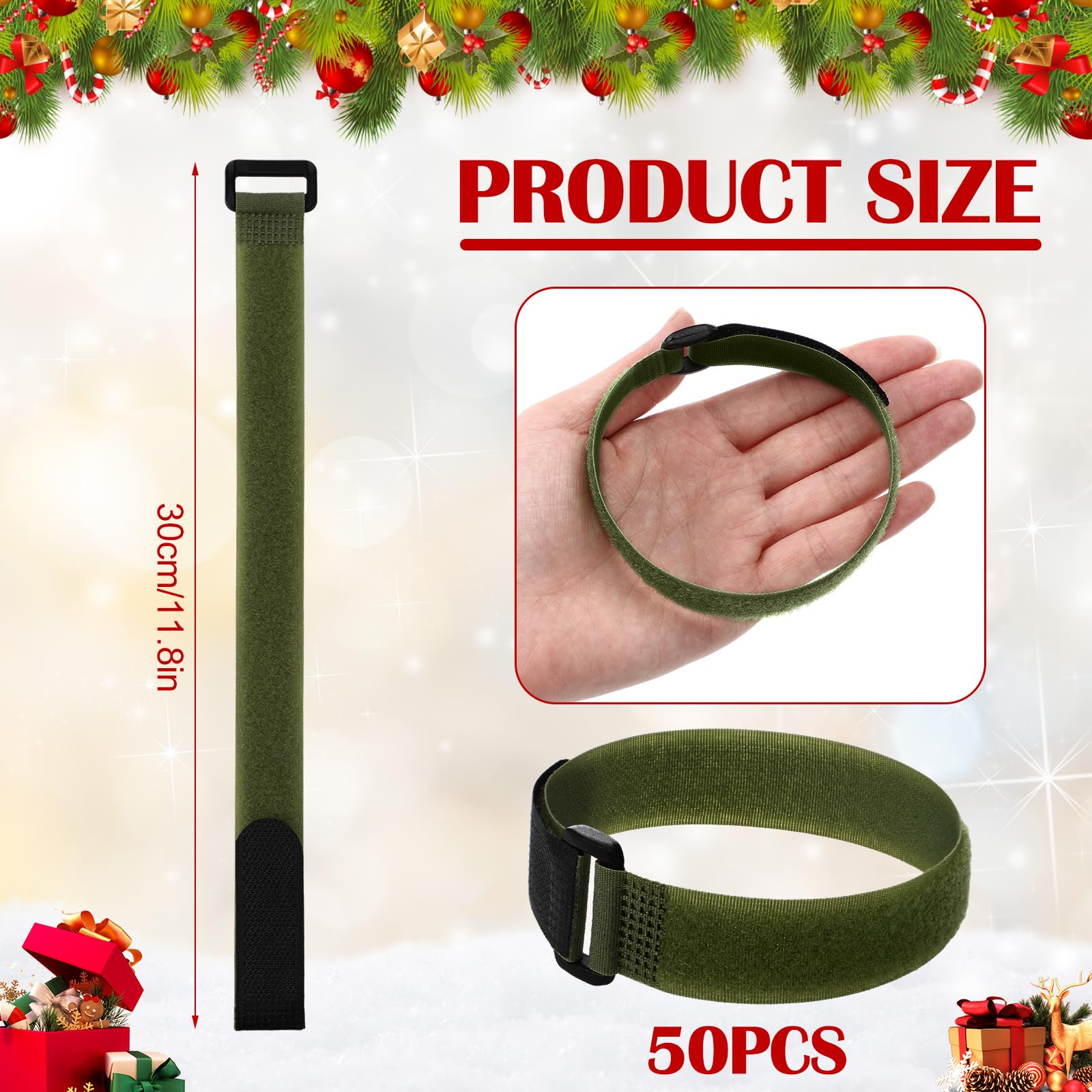 SATINIOR 50 Pcs 12inch Christmas Garland Ties Decorative Reusable and Flexible Banister Ties for Garland Wreath Christmas Light