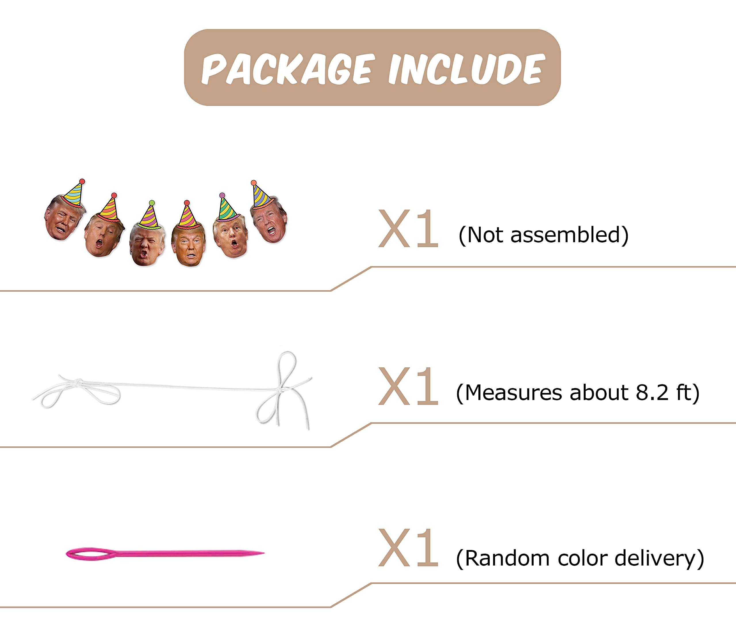 Donald Trump Face Birthday Garland, Funny Trump Portrait Bday Party Decor, Birthday Party Banner For Trump Fan