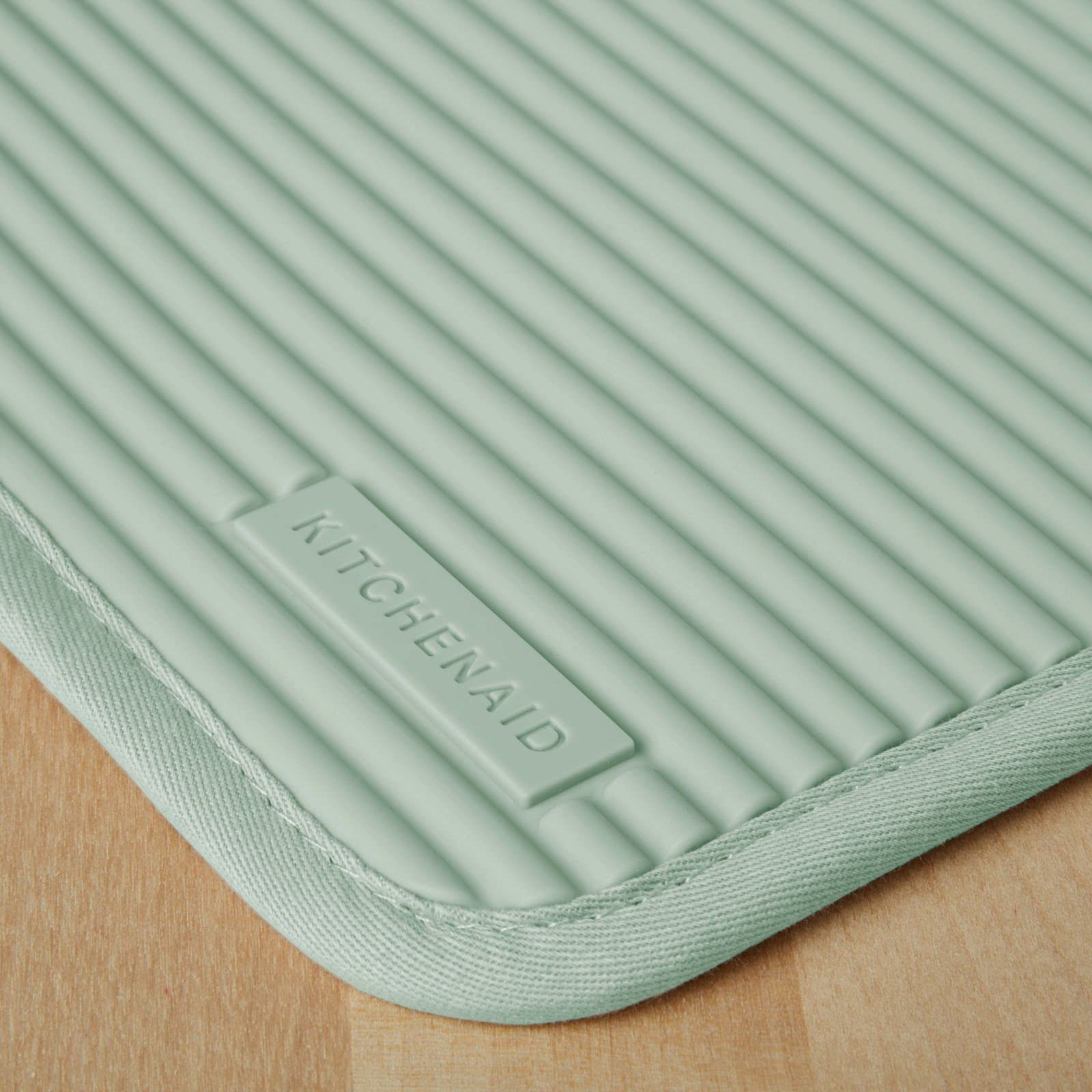 KitchenAid Ribbed Soft Silicone Pot Holder 2-Pack Set, Pistachio Green, 7x9