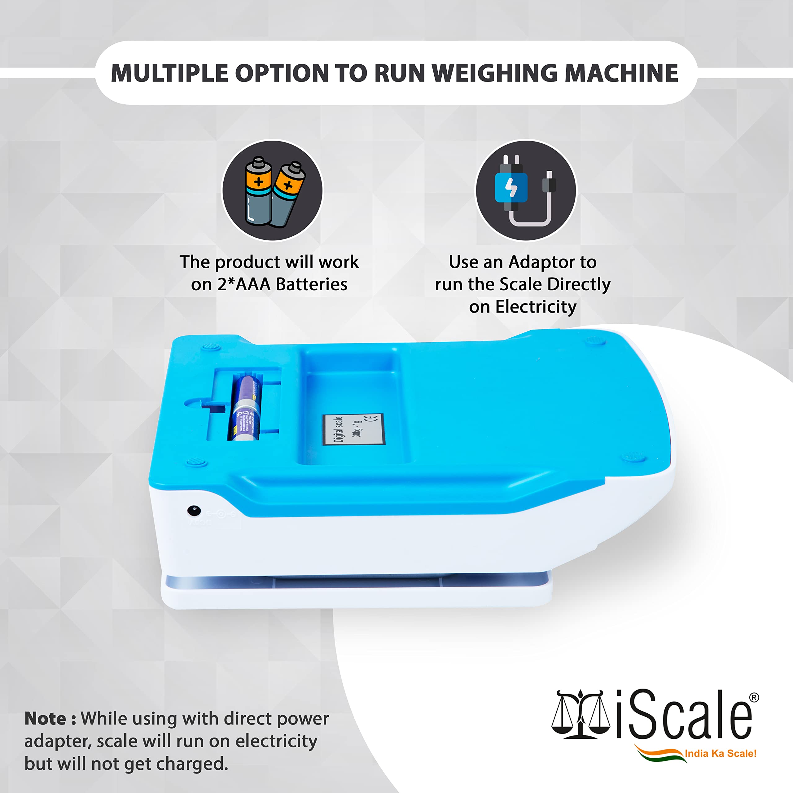 Iscale Digital Kitchen And Multipurpose Weighing Machine Capacity Upto 30Kg With Direct Power Adapter, Best Suitable For 5-10Kg