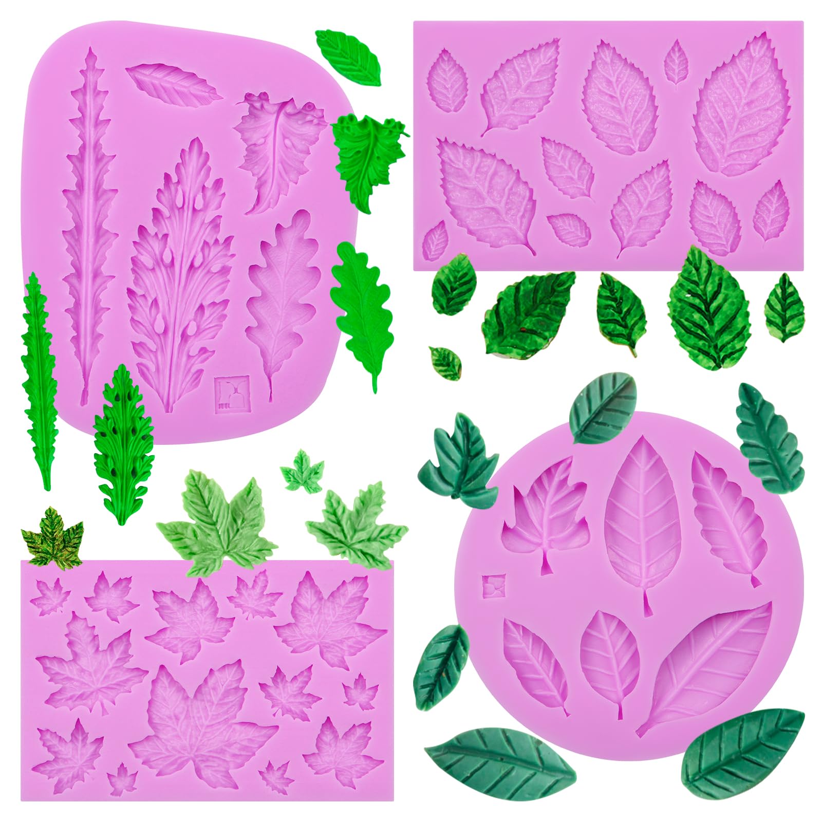 Leaf Fondant Silicone Molds, Maple Leaf Cake Mold, Fern Leaves Chocolate Baking Mold For Cake Decoration Cupcake Topper Candy Su