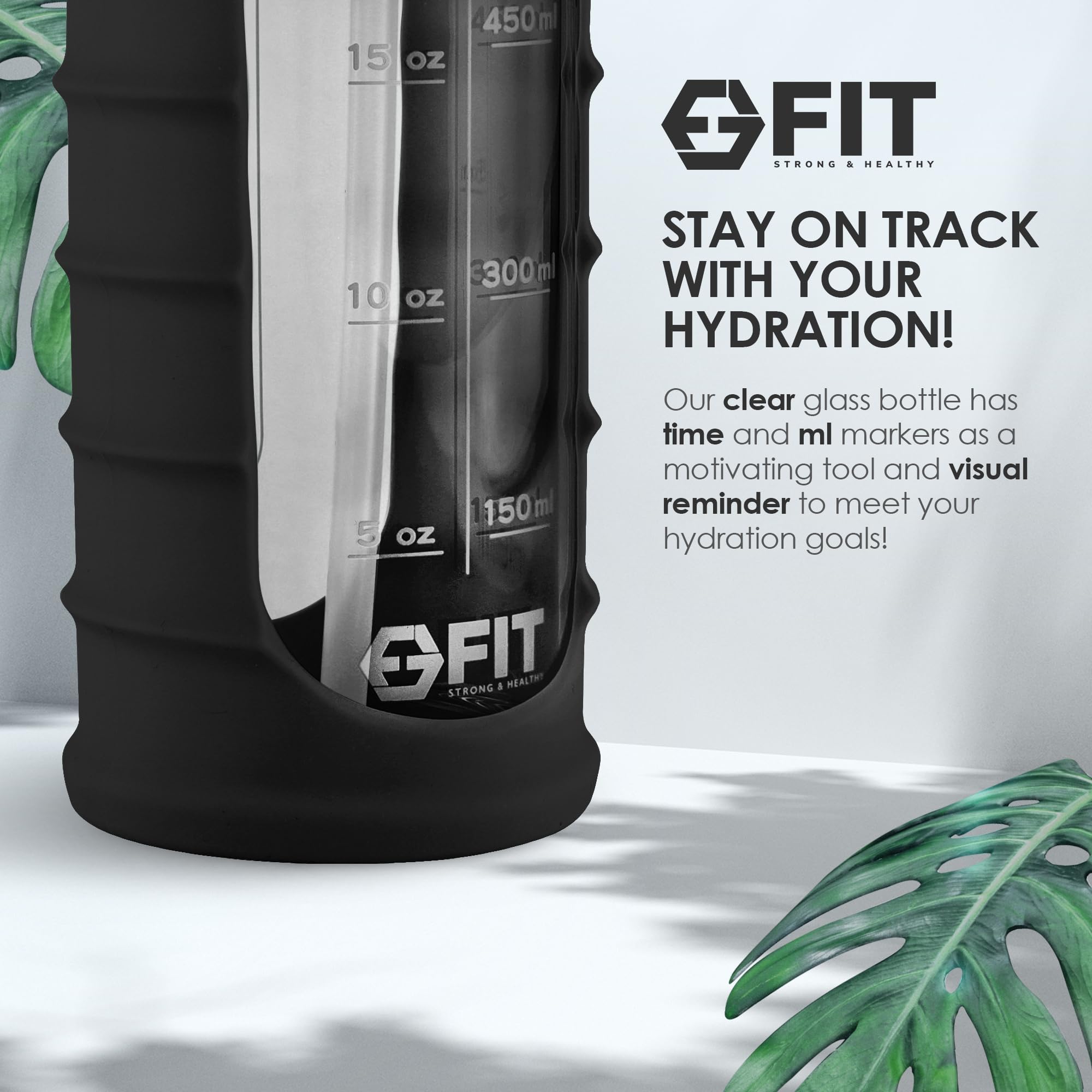 32 Oz Glass Water Bottle With Straw Lid, Time Marker, Sleeve & Extra Lid - Motivational, Wide Mouth, Large Bpa-Free 1 Liter Glas