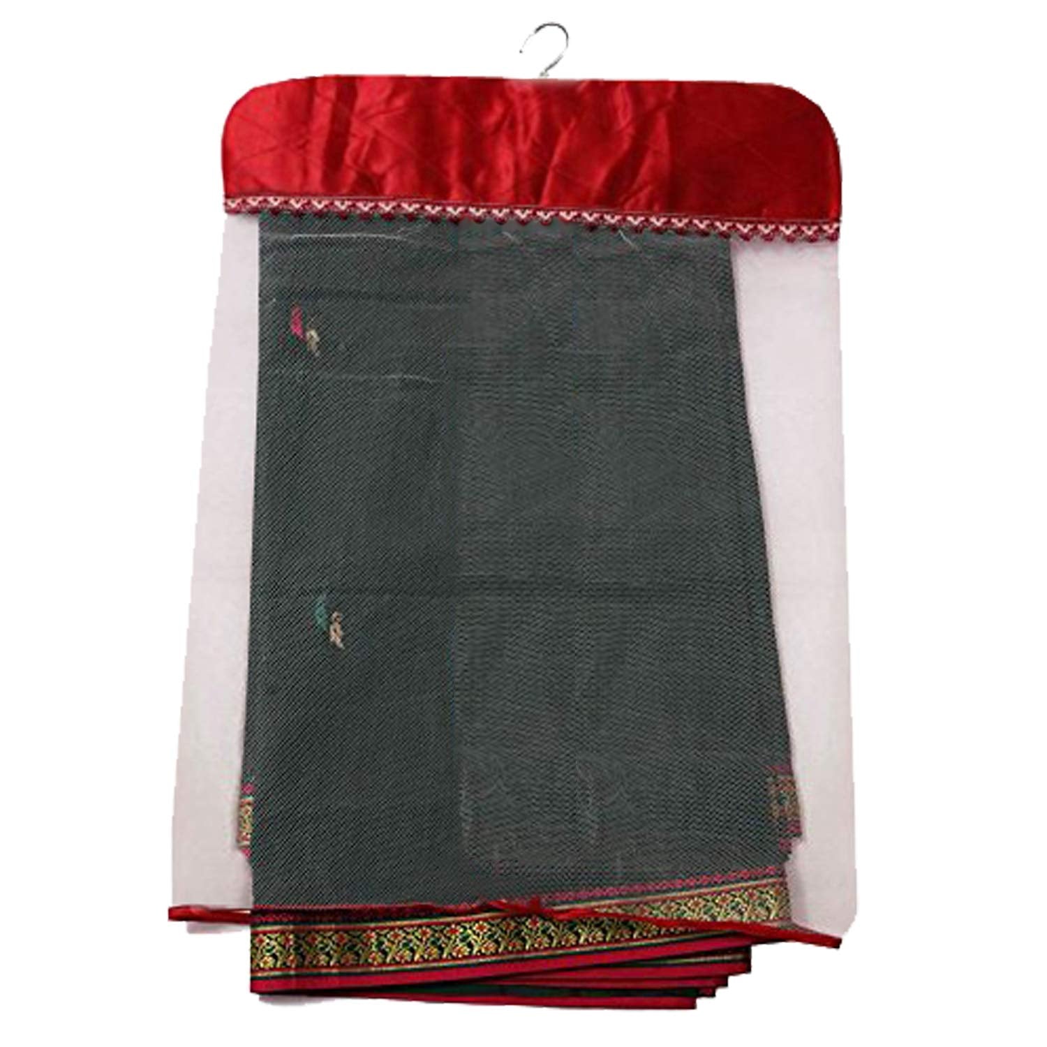 Kuber Industries Satin 12 Pieces Hanging Saree Cover Set (Maroon) -Ctktc013506