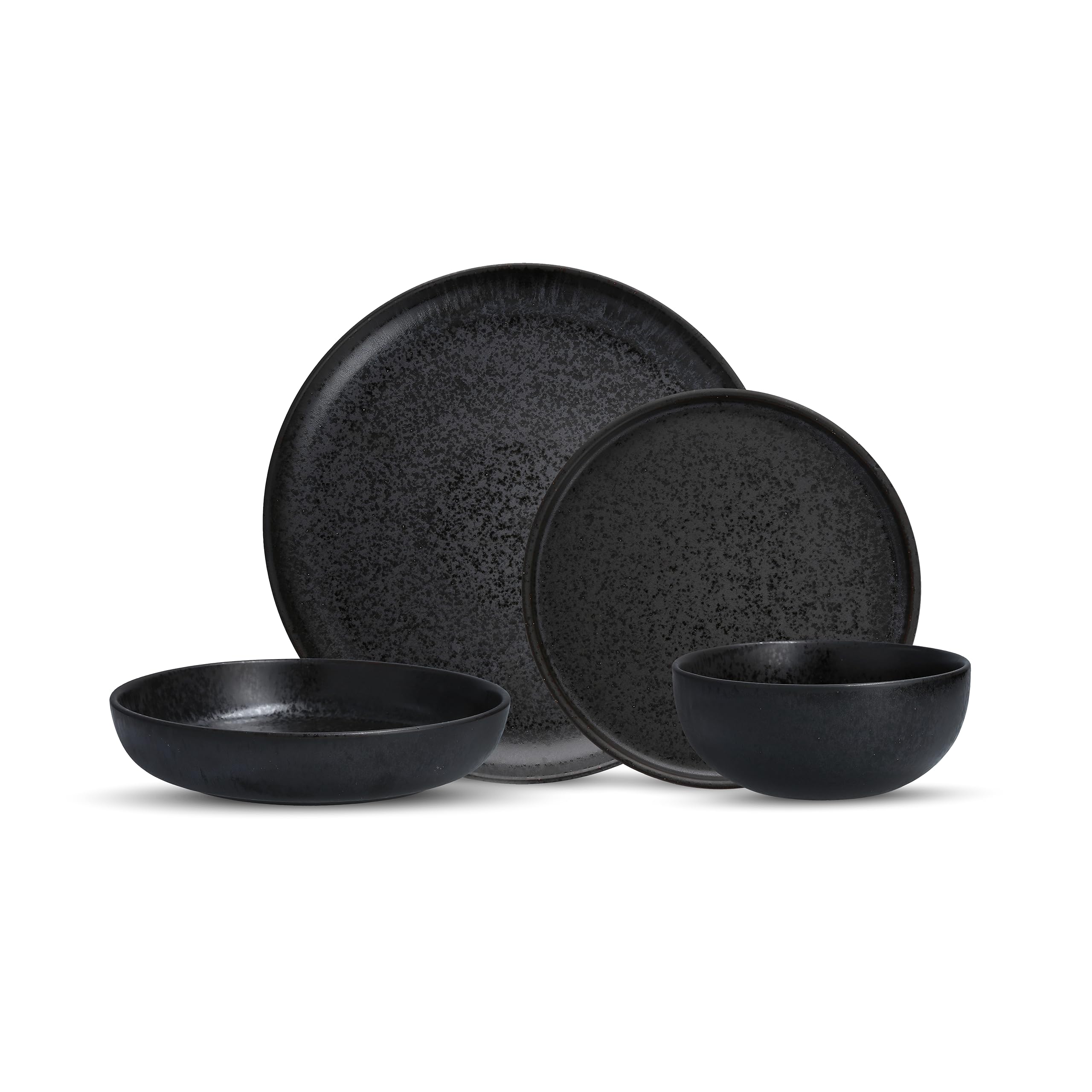 Fortessa Sound Stoneware 16 Piece Dinnerware Set, Service for 4, Midnight