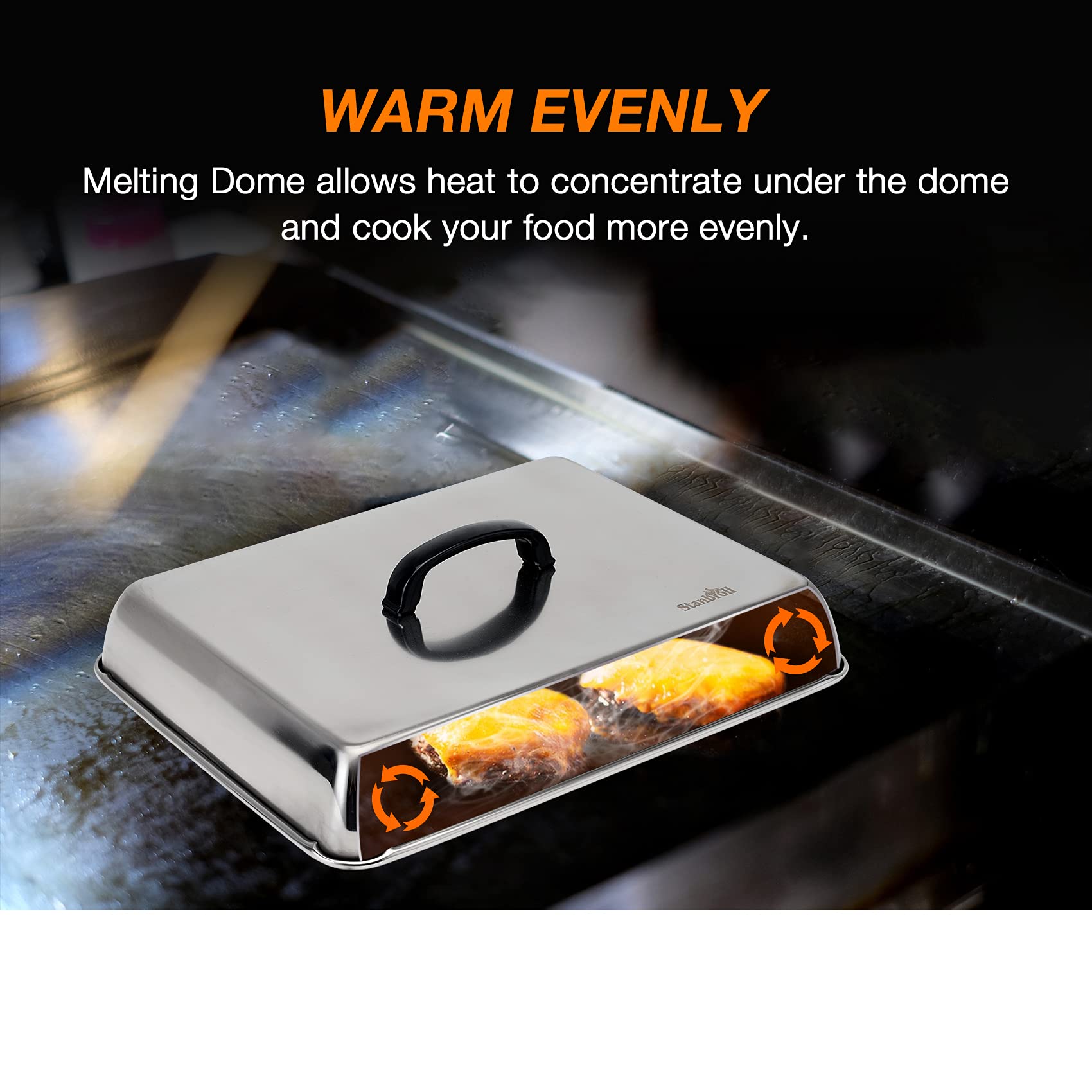 Stanbroil Melting Dome & Grill Press Kit- Stainless Steel Basting Cover Cheese Melting Dome With Cast Iron Burger Bacon Press Fo