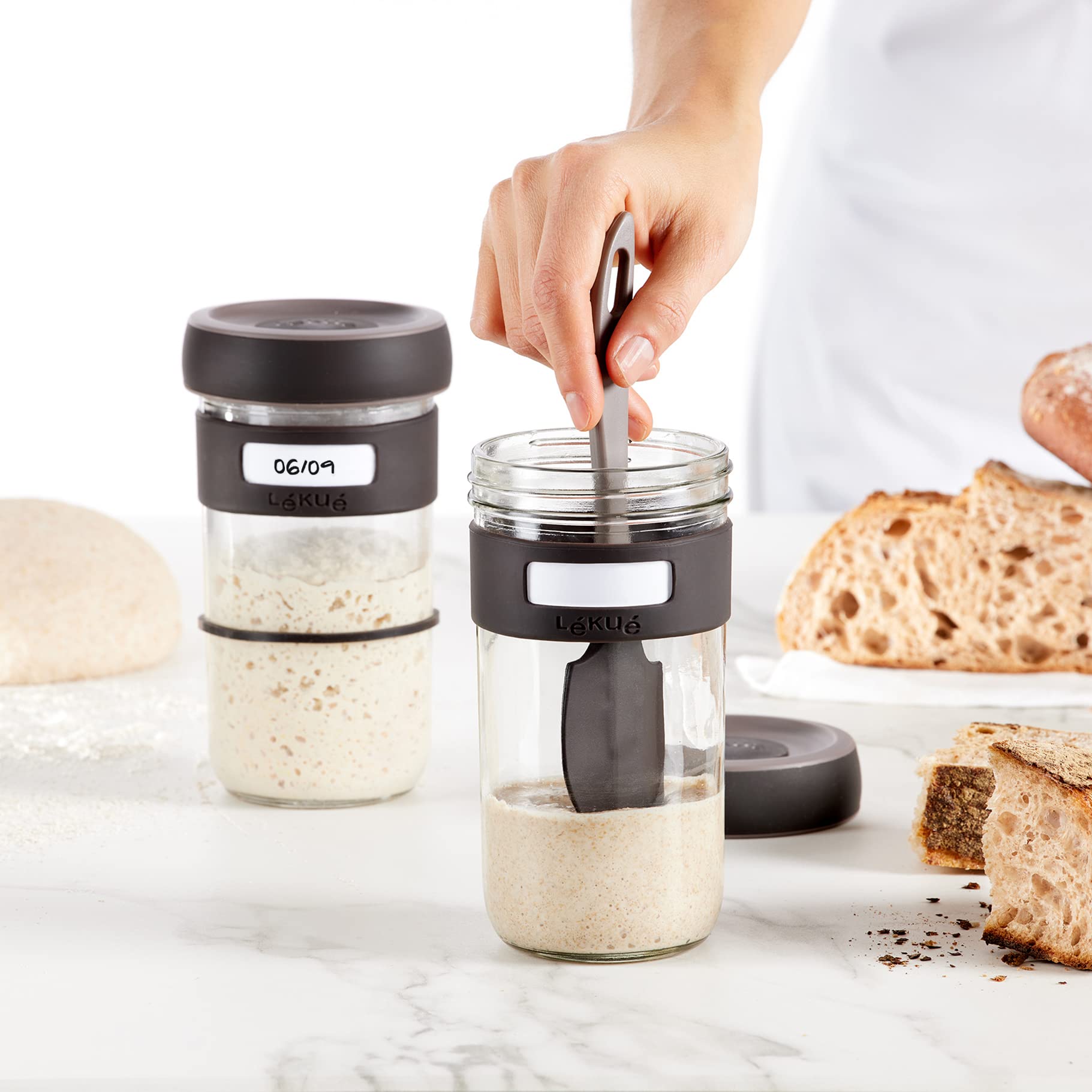 L  Ku   Sourdough Starter Set, 6 Piece, Clear